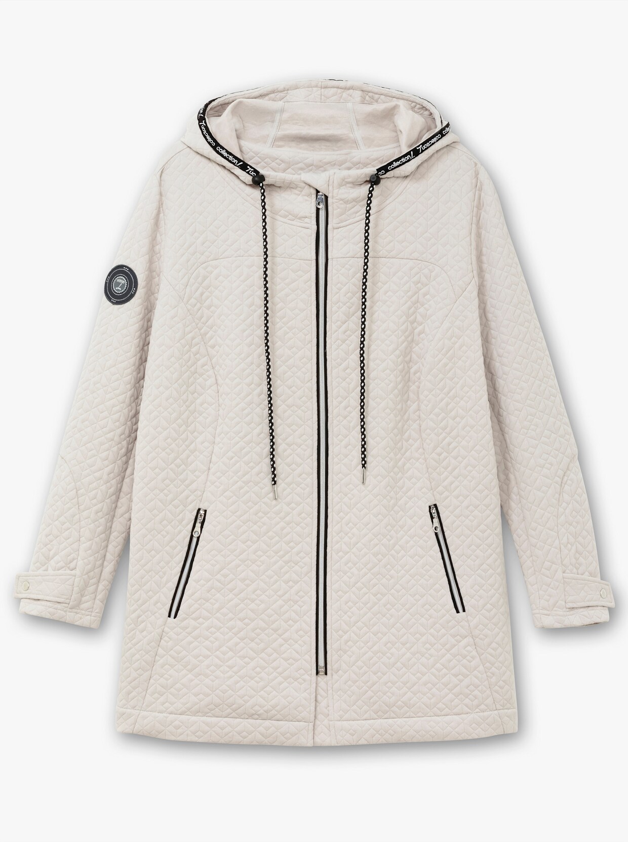 Shirtjacke in strukturierter Qualität, kontrastfarbene Details - hellgrau