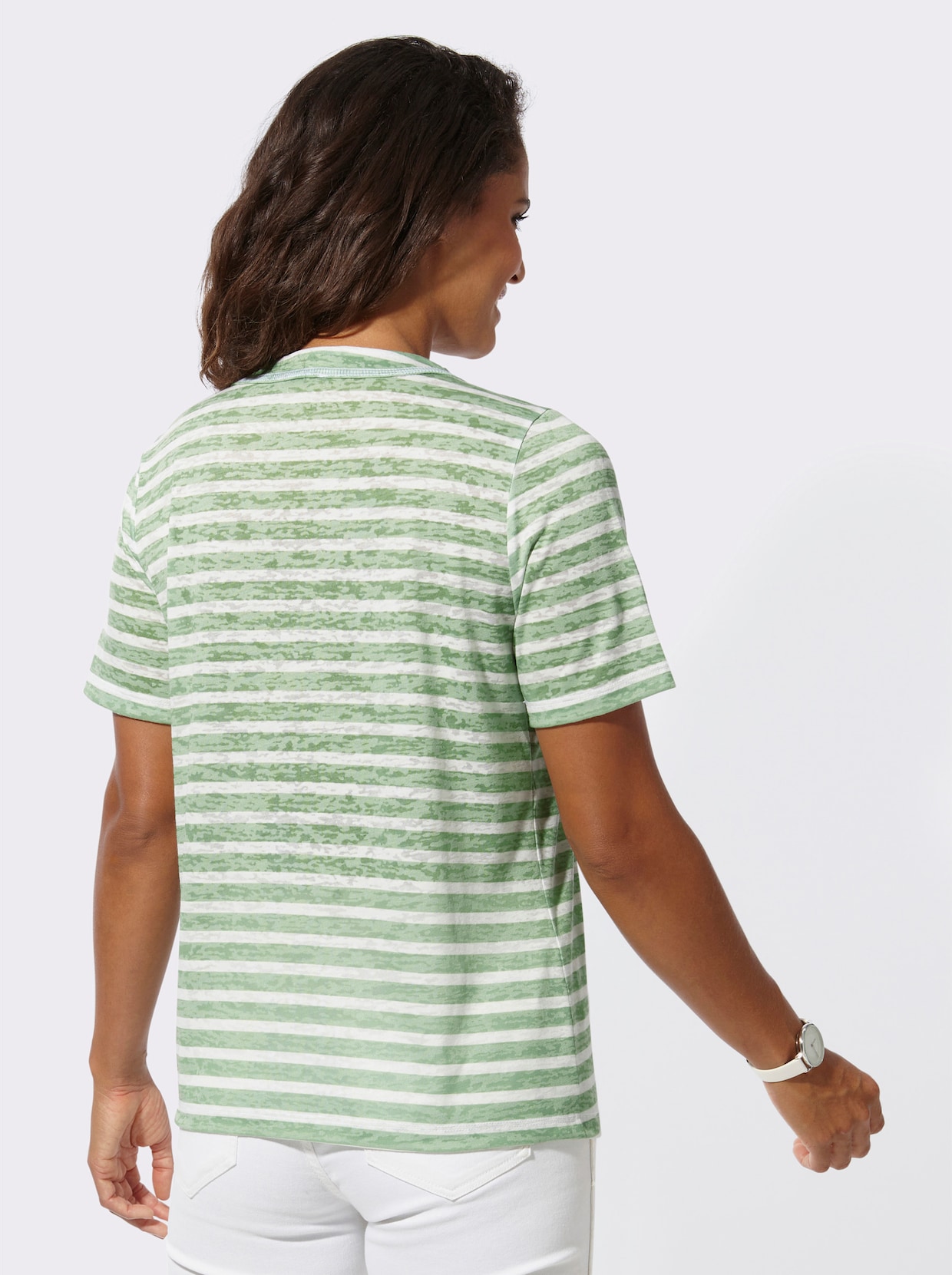 Shirtjasje - eucalyptus/ecru gemêleerd