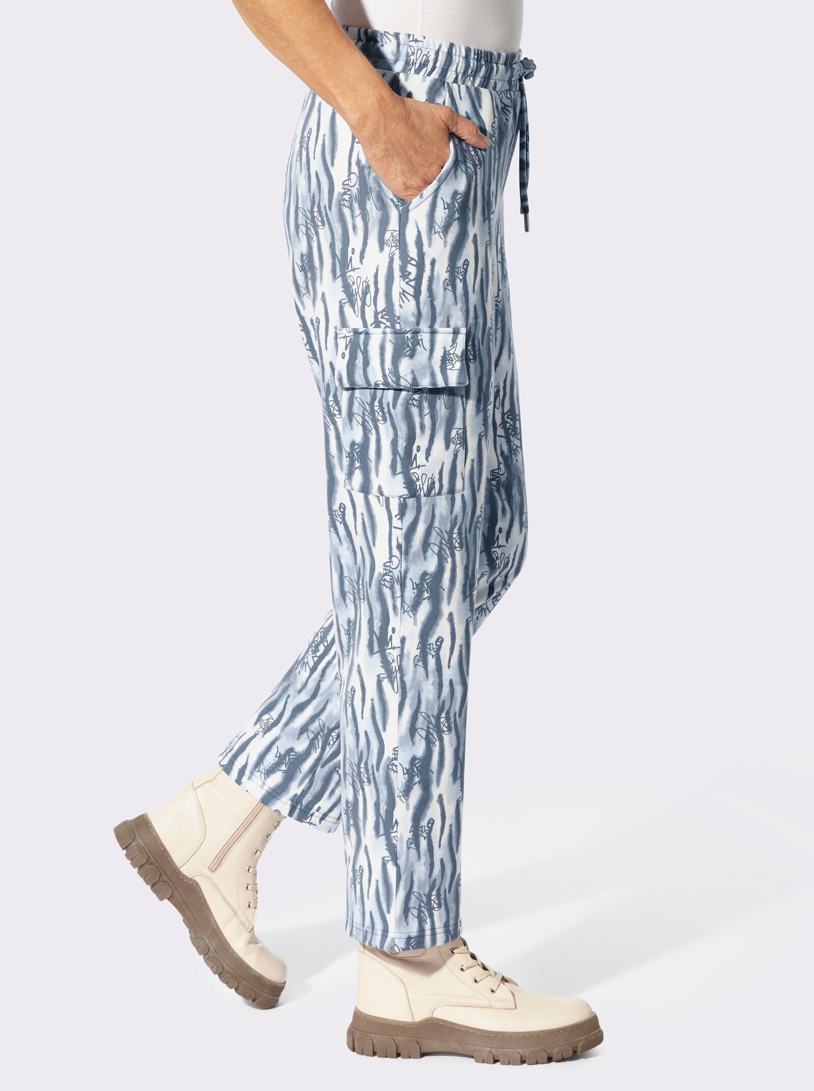 Sweathose im Druck-Dessin - rauchblau-taubenblau-gemustert