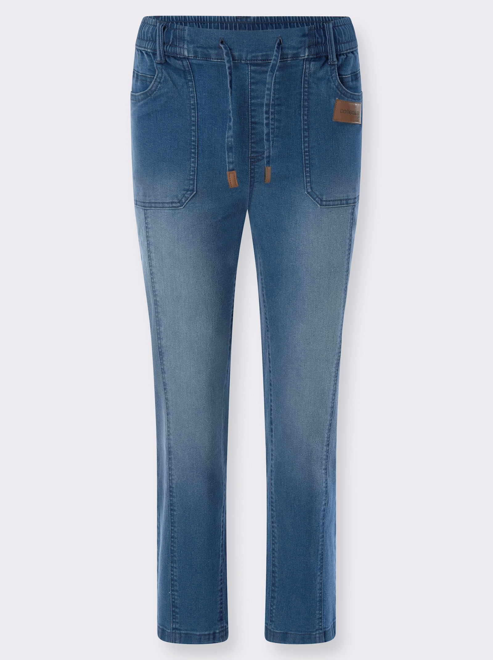 7/8-Jeans mit bequemem Schlupfbund - blue-stone-washed