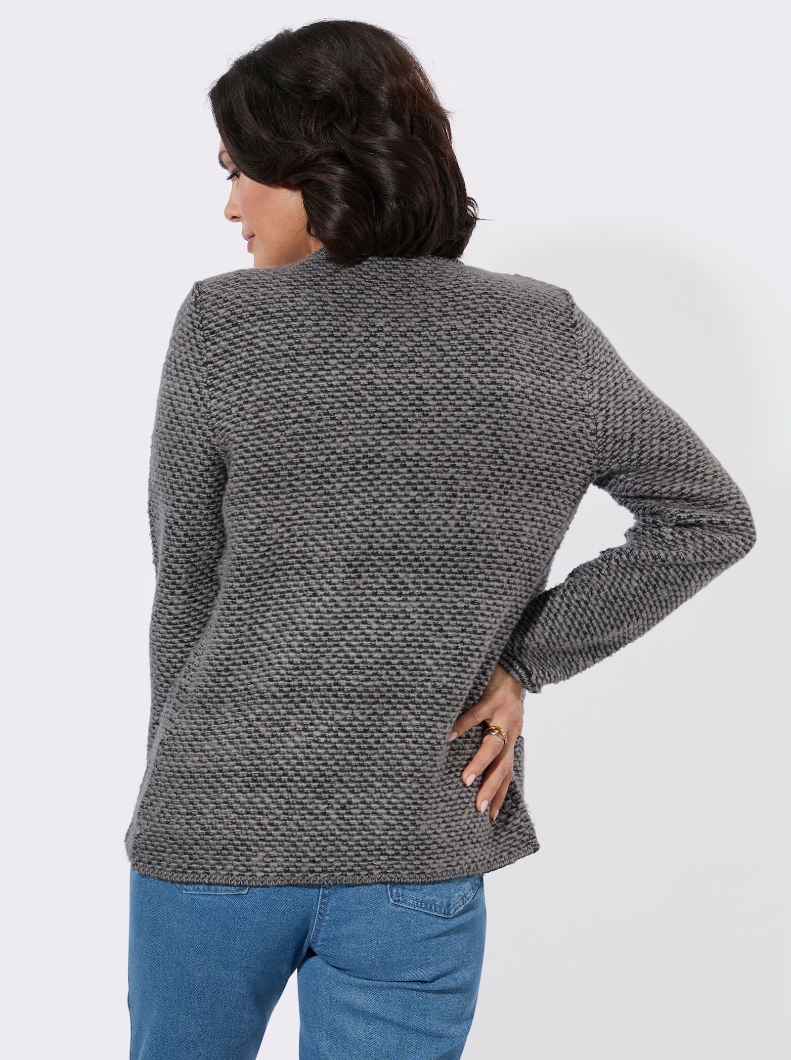 Strickjacke mit Farbverlauf - steingrau-anthrazit-gemustert