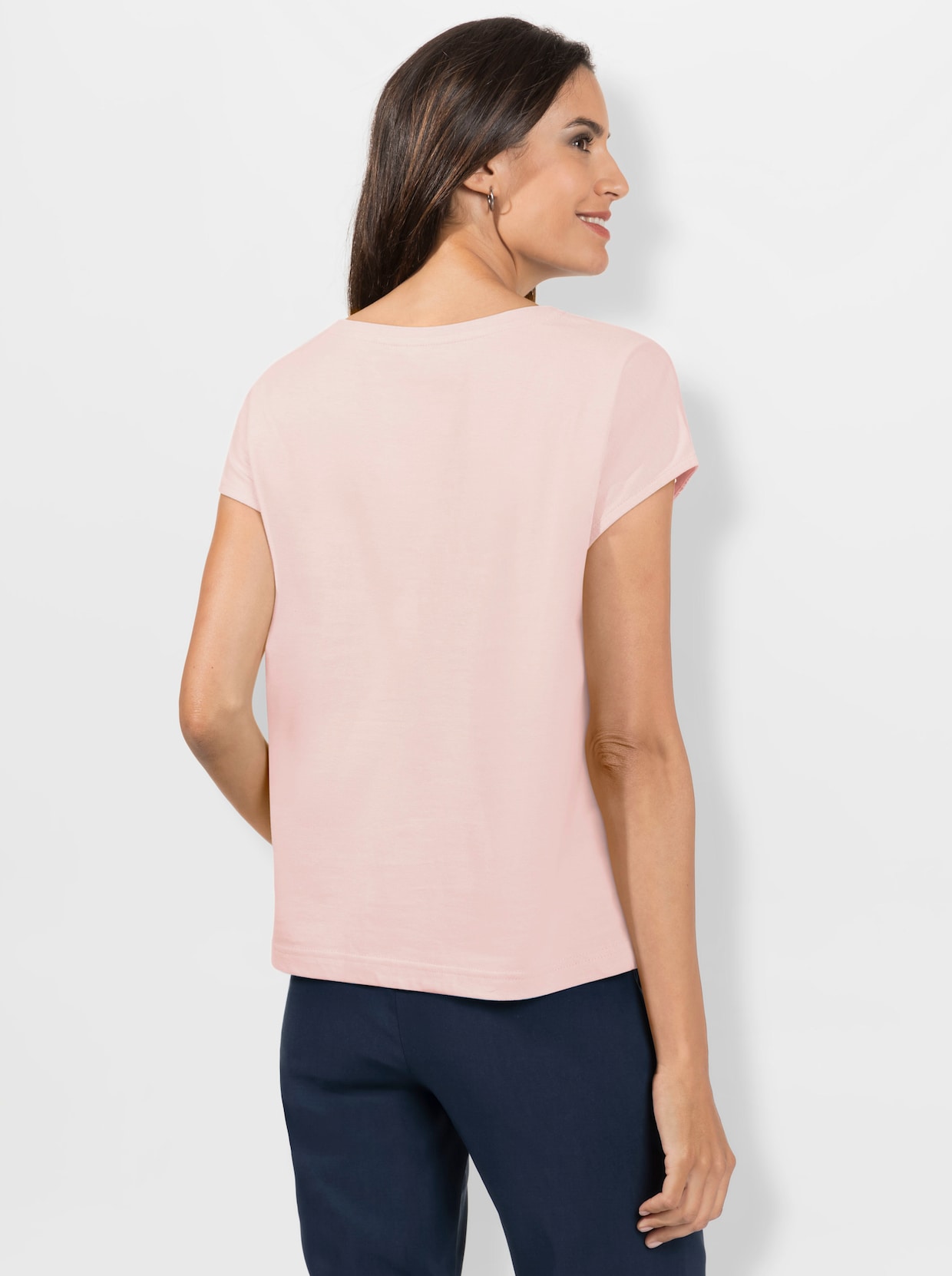 Tričko s kulatým výstřihem - světle růžová