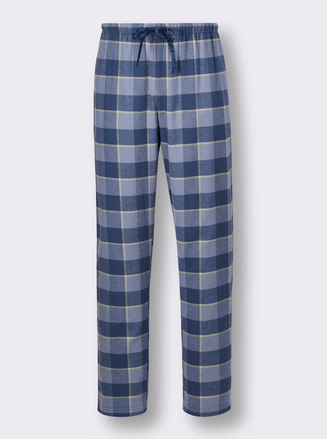 wäschepur men Pyjama - jeansblau-gelb-kariert