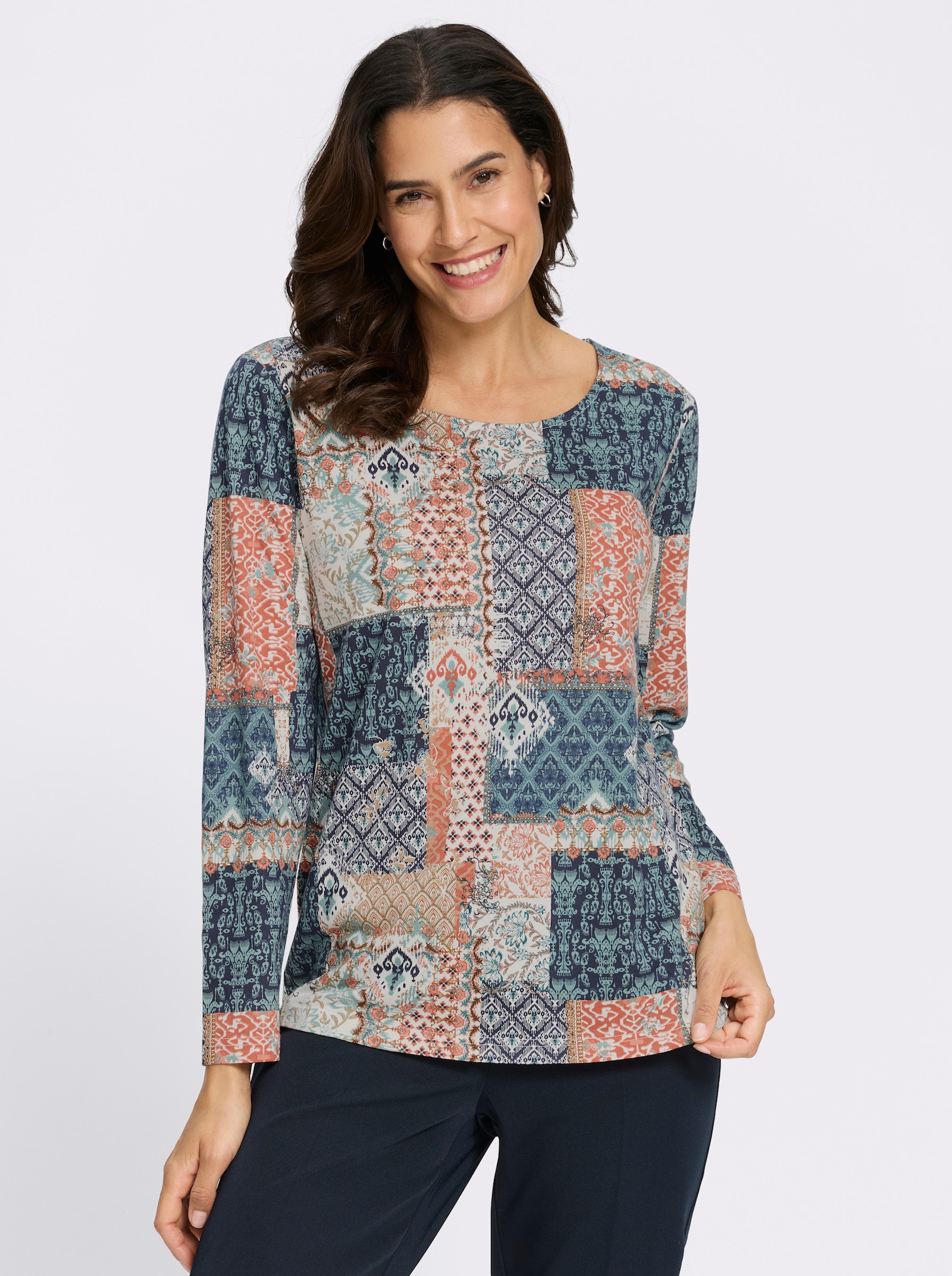 Print-Shirt im Patchwork-Dessin - jade-terra-bedruckt