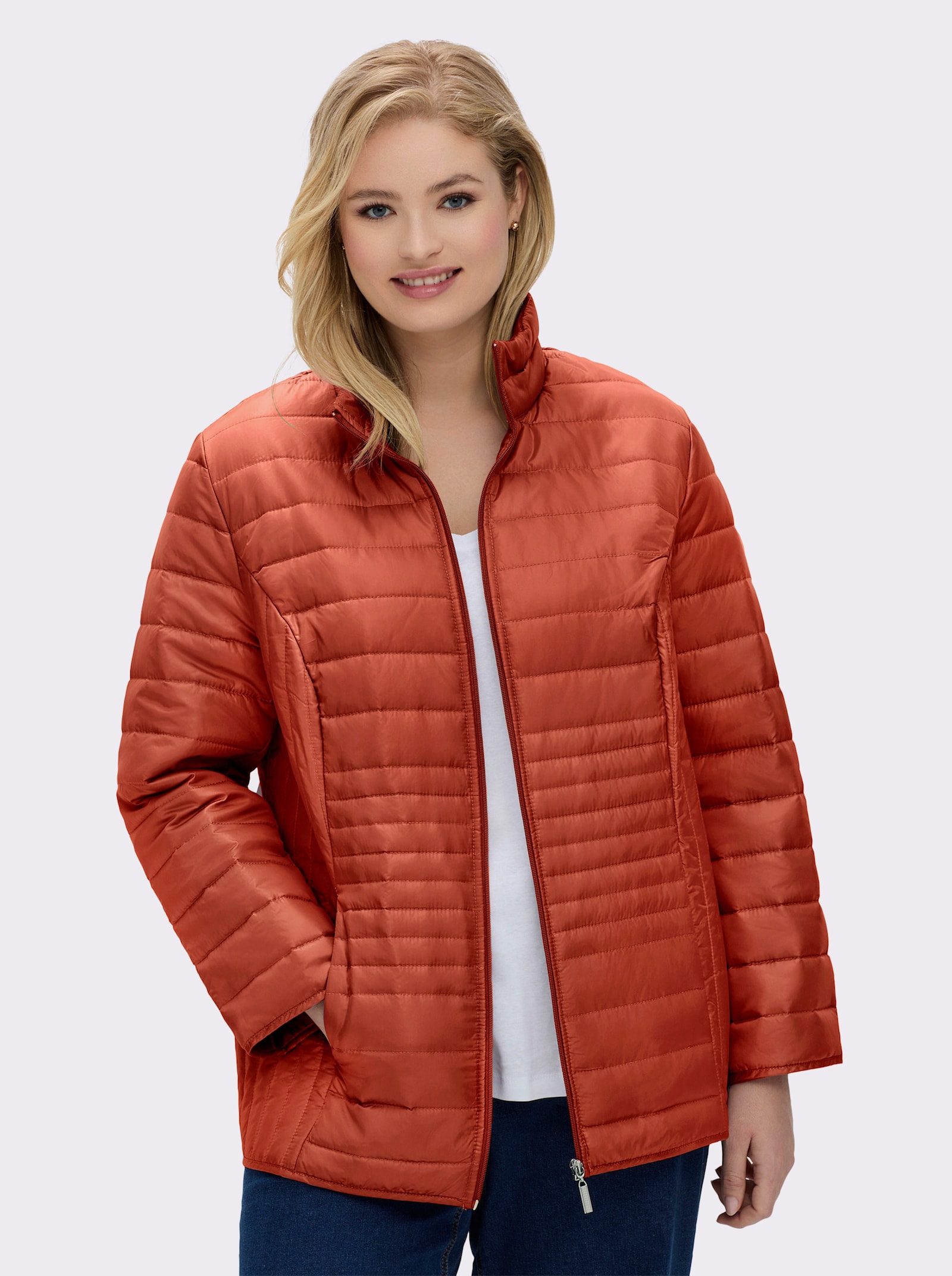 Steppjacke mit vertikalem Muster - rostrot