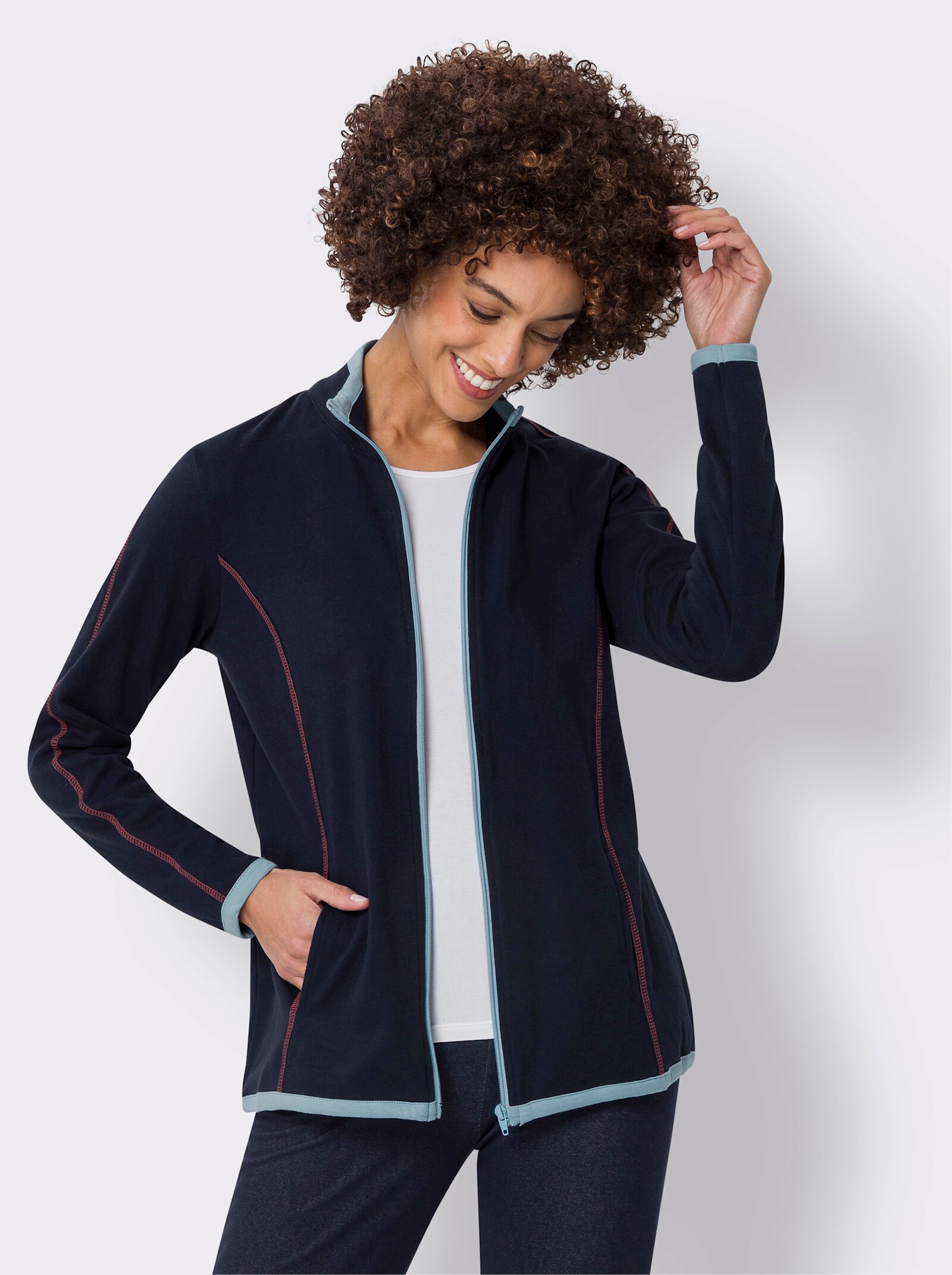 Mikina s kontrastními detaily - námořnická modrá