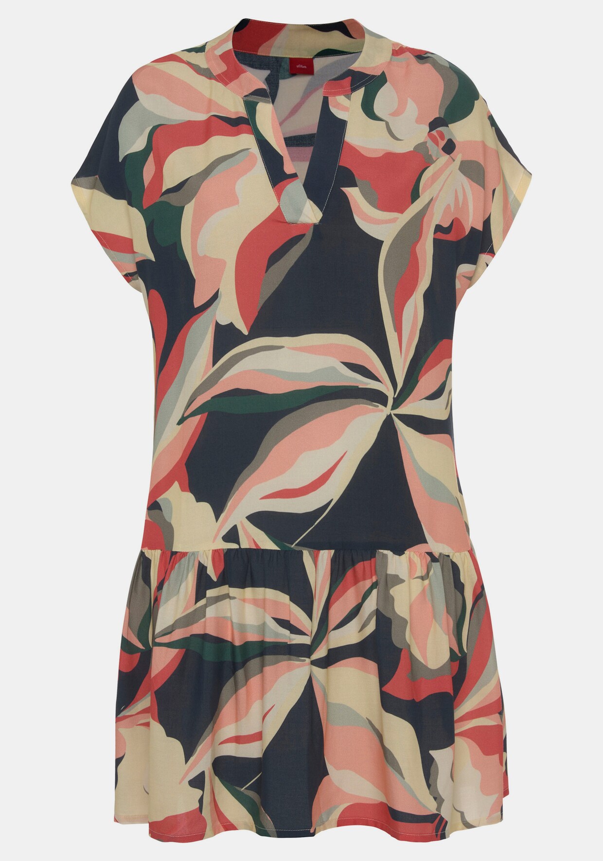 s.Oliver Blusenkleid - marine-koralle bedruckt