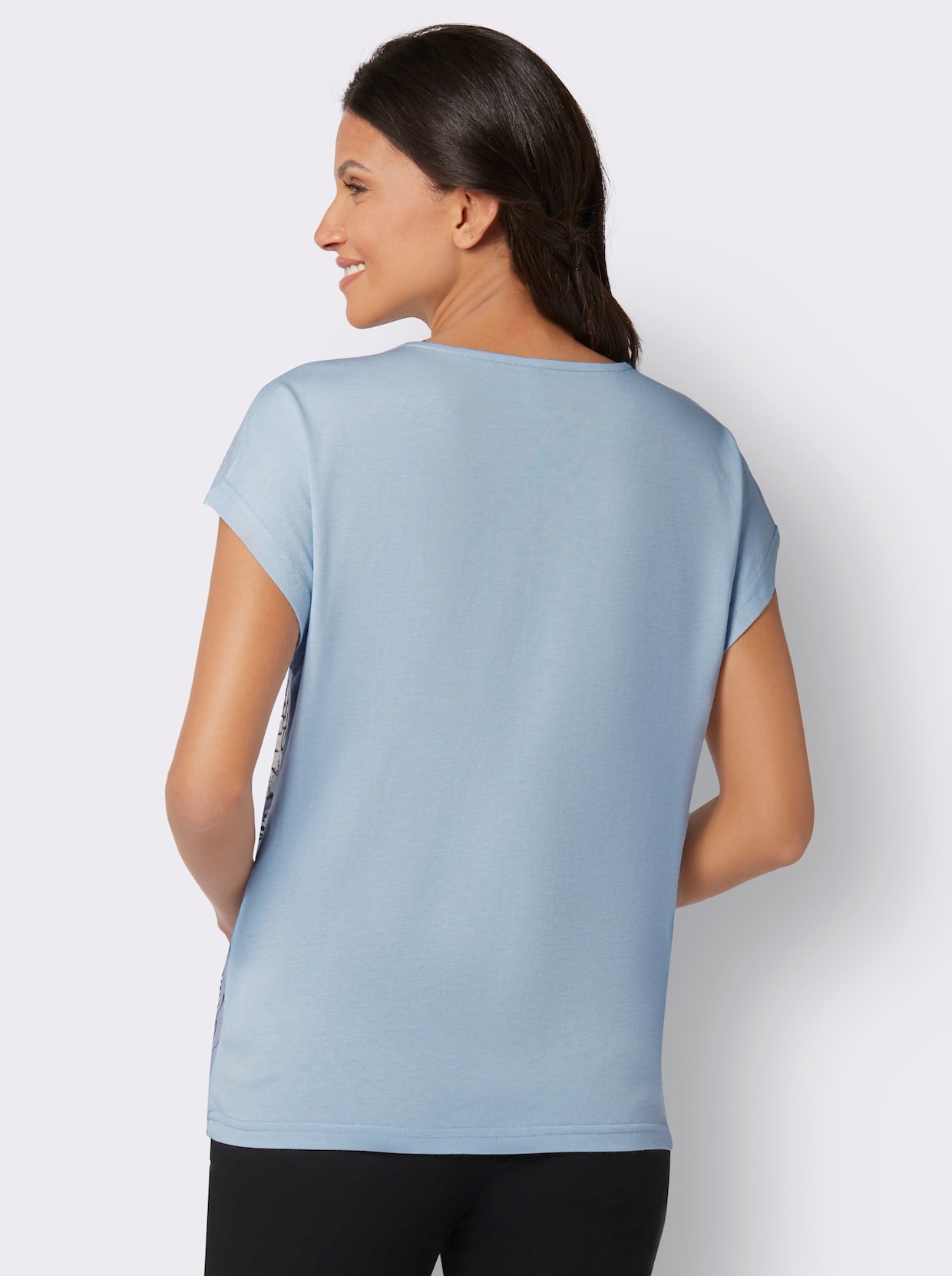 Shirt met ronde hals - lichtblauw geprint