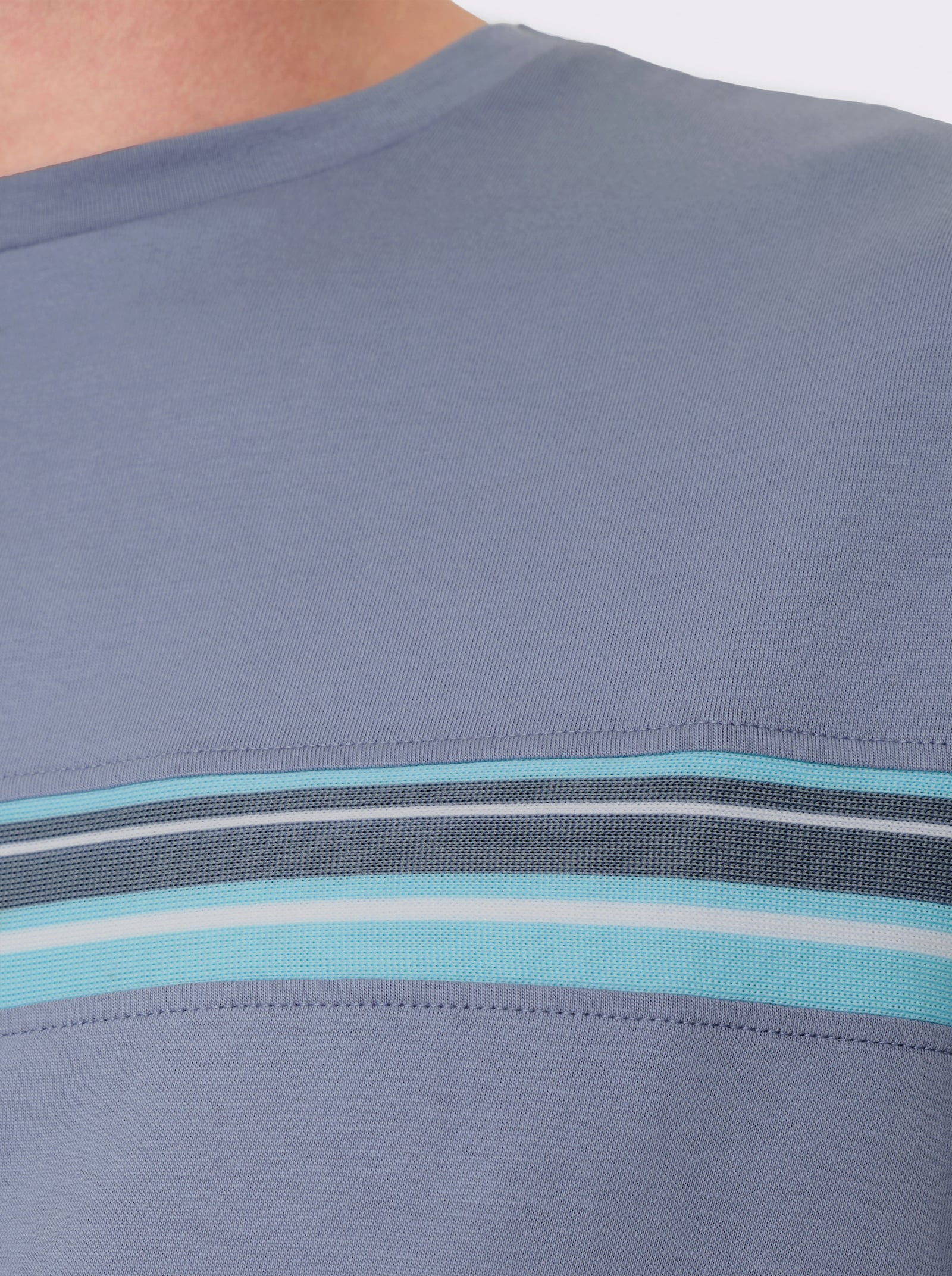 Kurzarmshirt mit Streifen - taubenblau