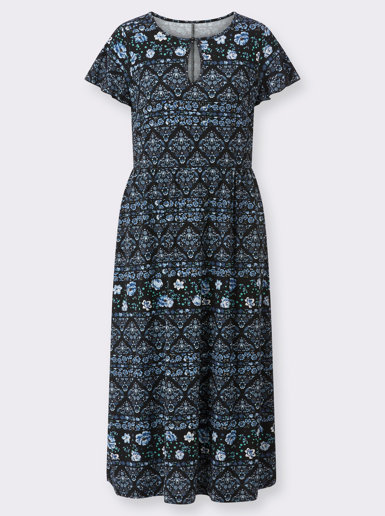 Robe en jersey - bleu jean-noir imprimé