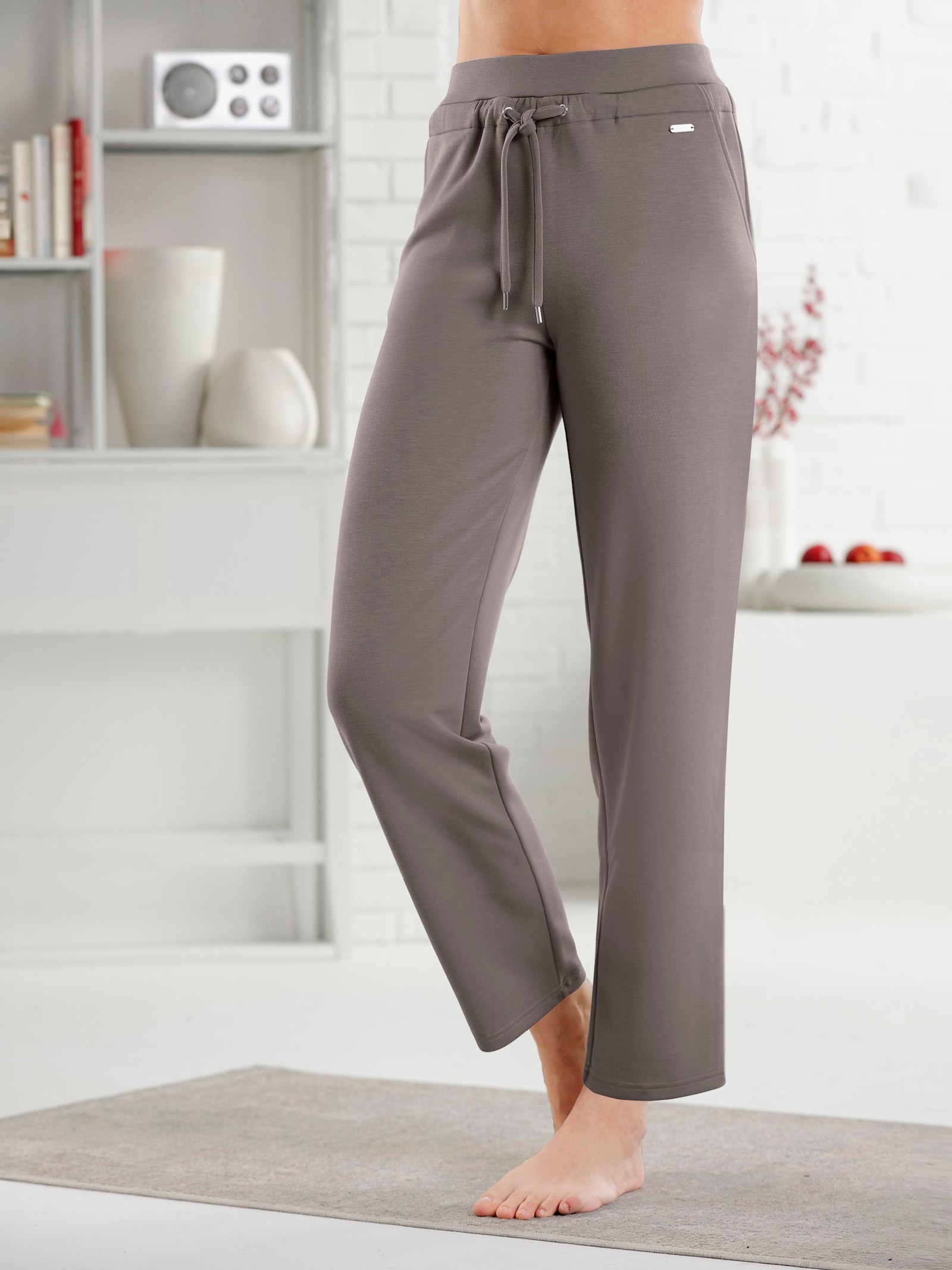 feel good Dehnbund-Hose mit Tunnelzug unterhalb des Bunds - taupe