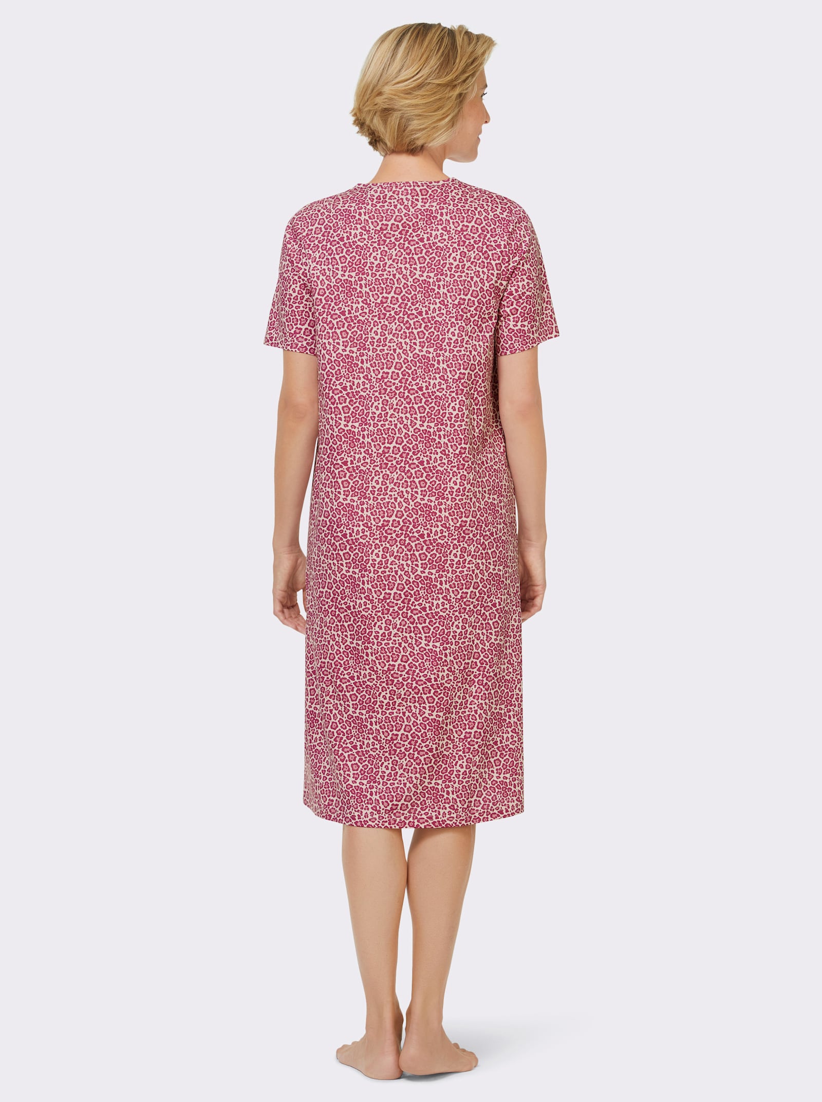 wäschepur Nachthemden im Minimaldessin - weiß-steingrau + hellrosé-altrosa