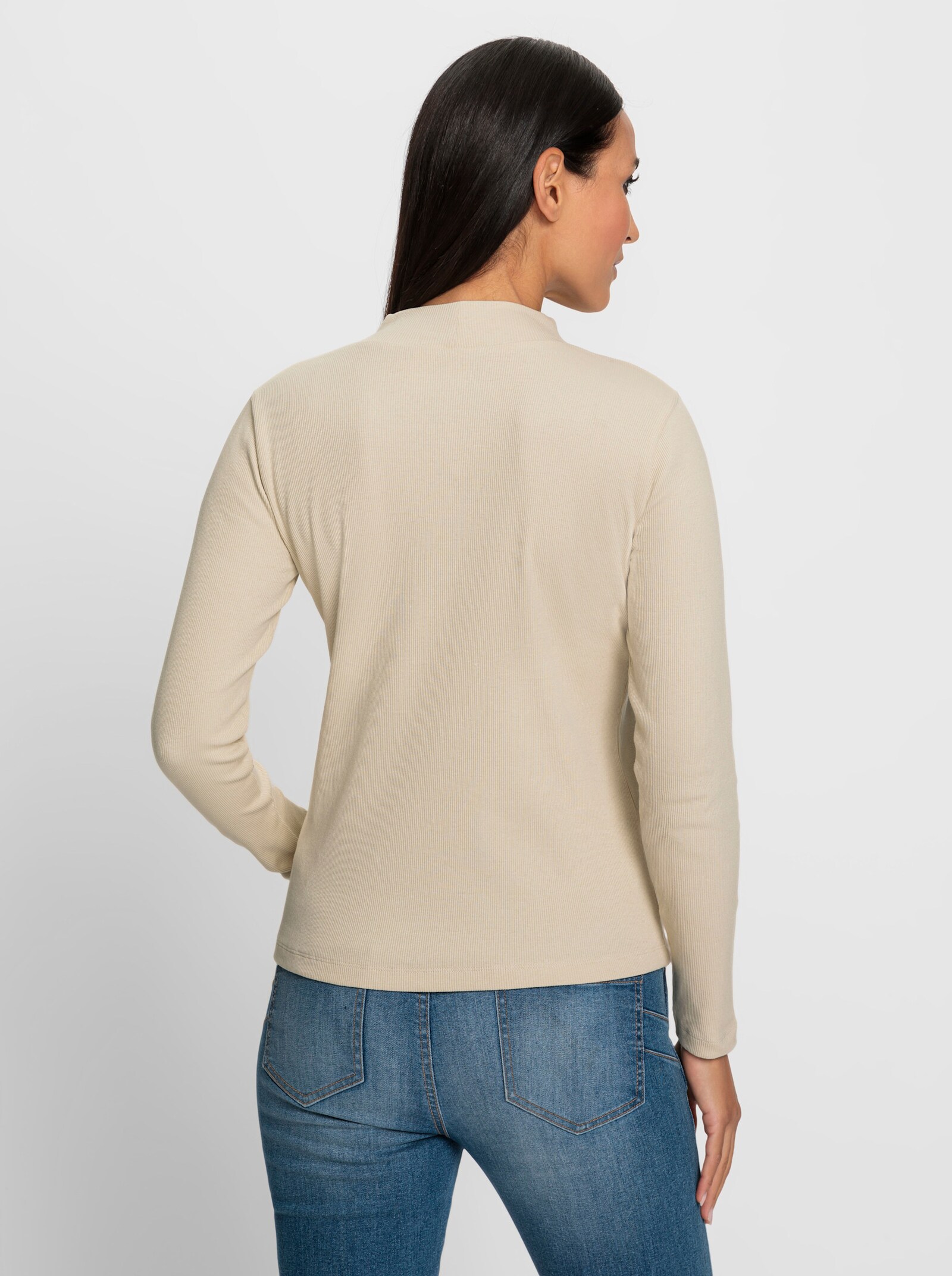 heine T-shirt à manches longues à la structure côtelée - sable