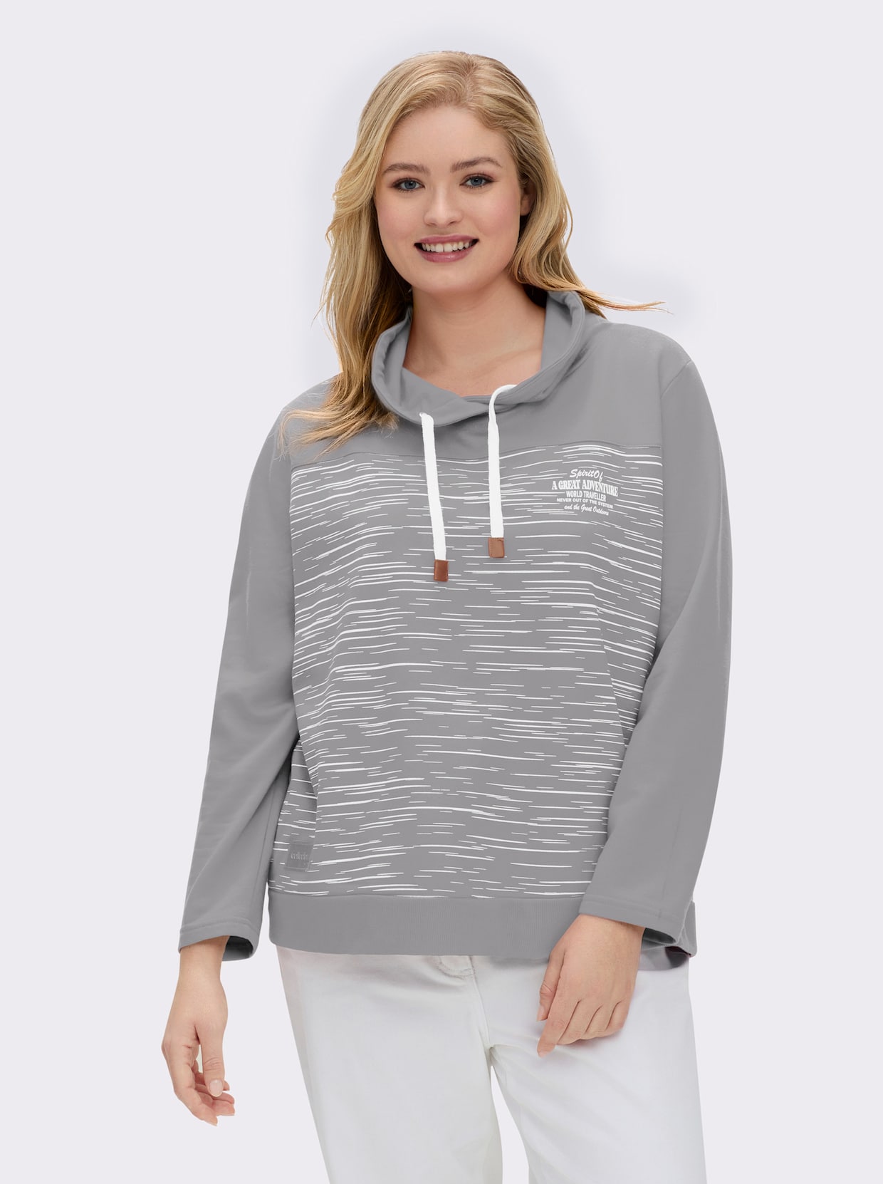 Sweatshirt aus innen angerautem Baumwoll-Mix - steingrau-bedruckt