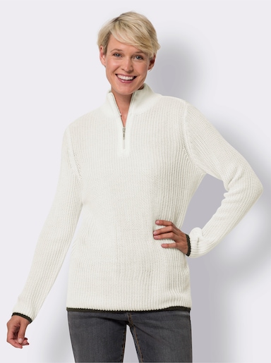 Langarm-Pullover - weiss