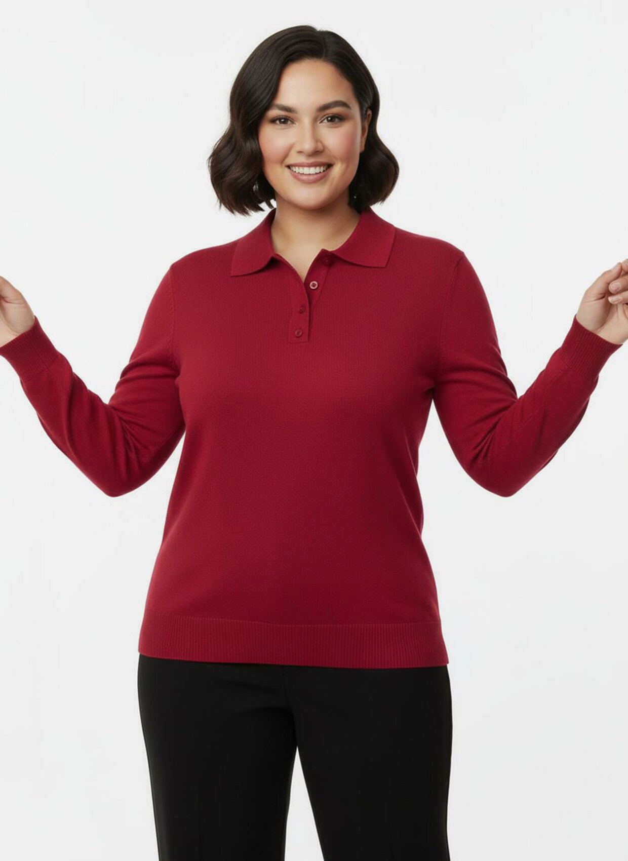 Polopullover mit kurzer Knopfleiste - rot