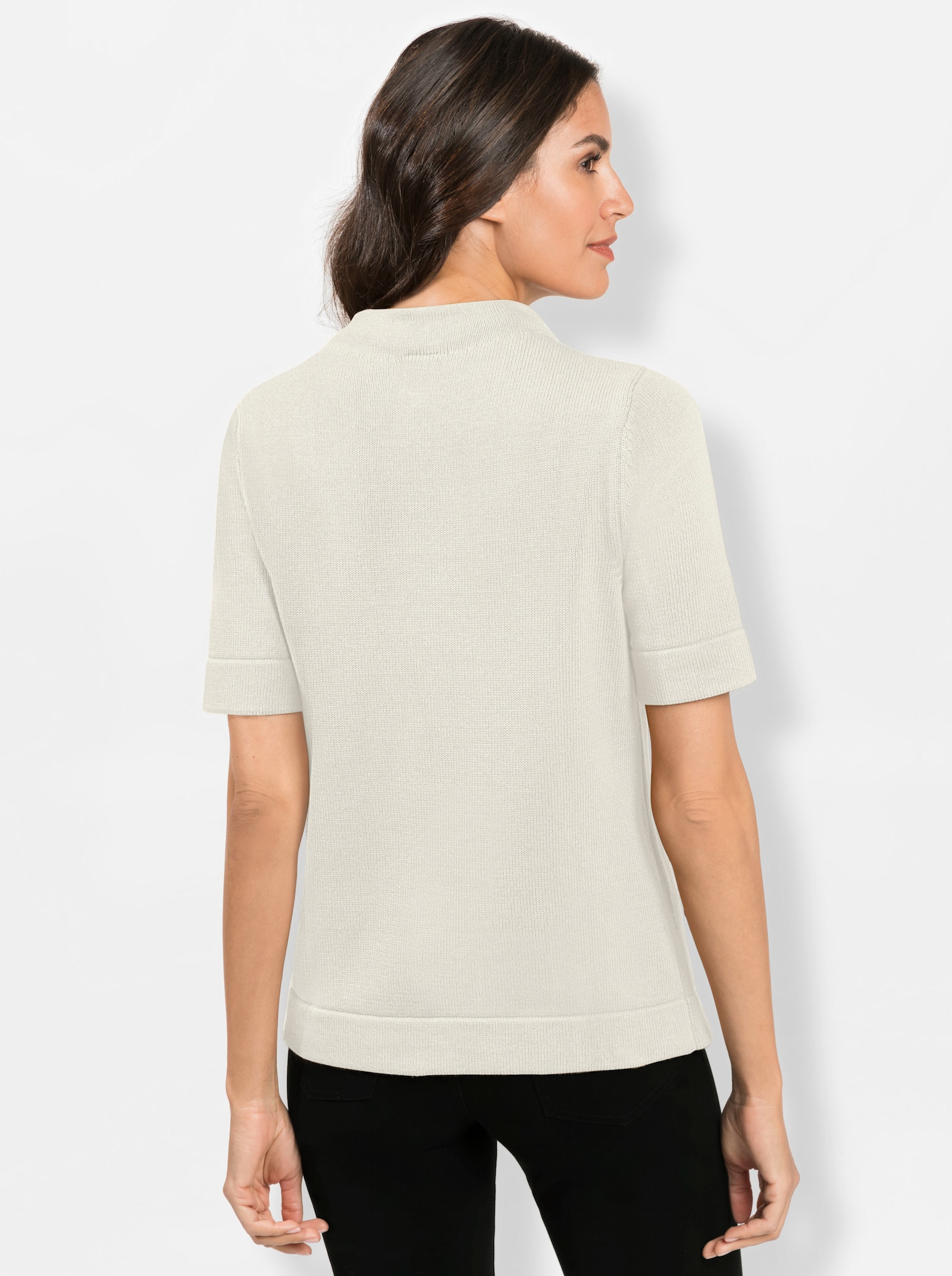 Pull à col montant avec manches mi-longues - écru