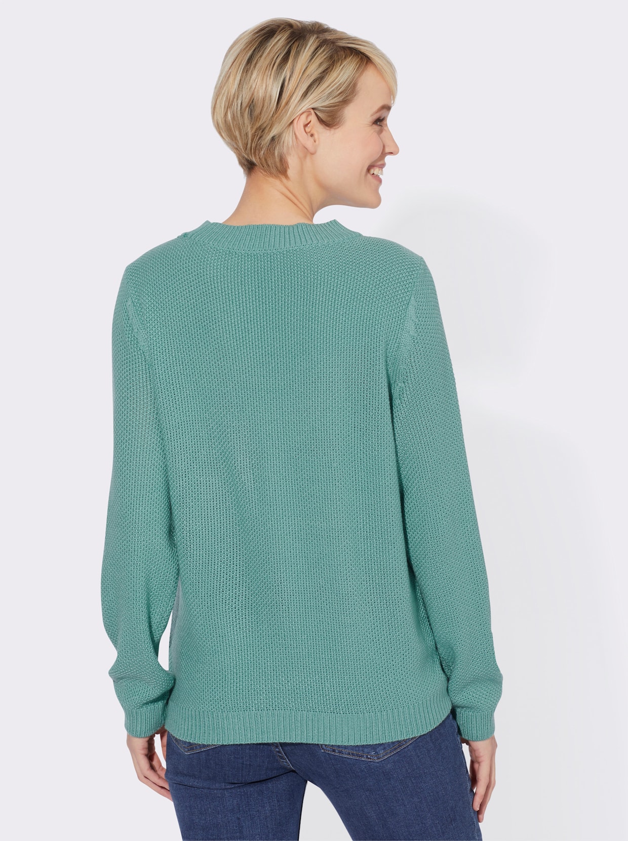 Pullover met ronde hals - salie
