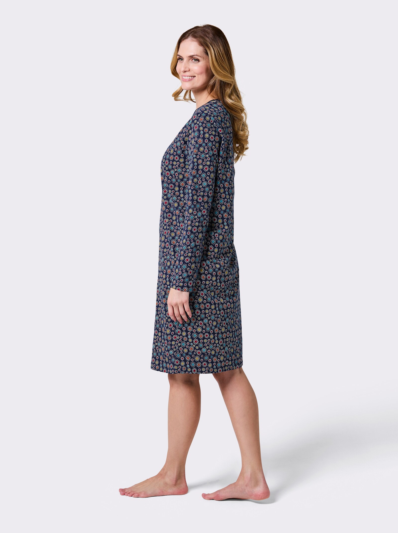wäschepur Nachthemd mit floralem Muster - marine-bedruckt