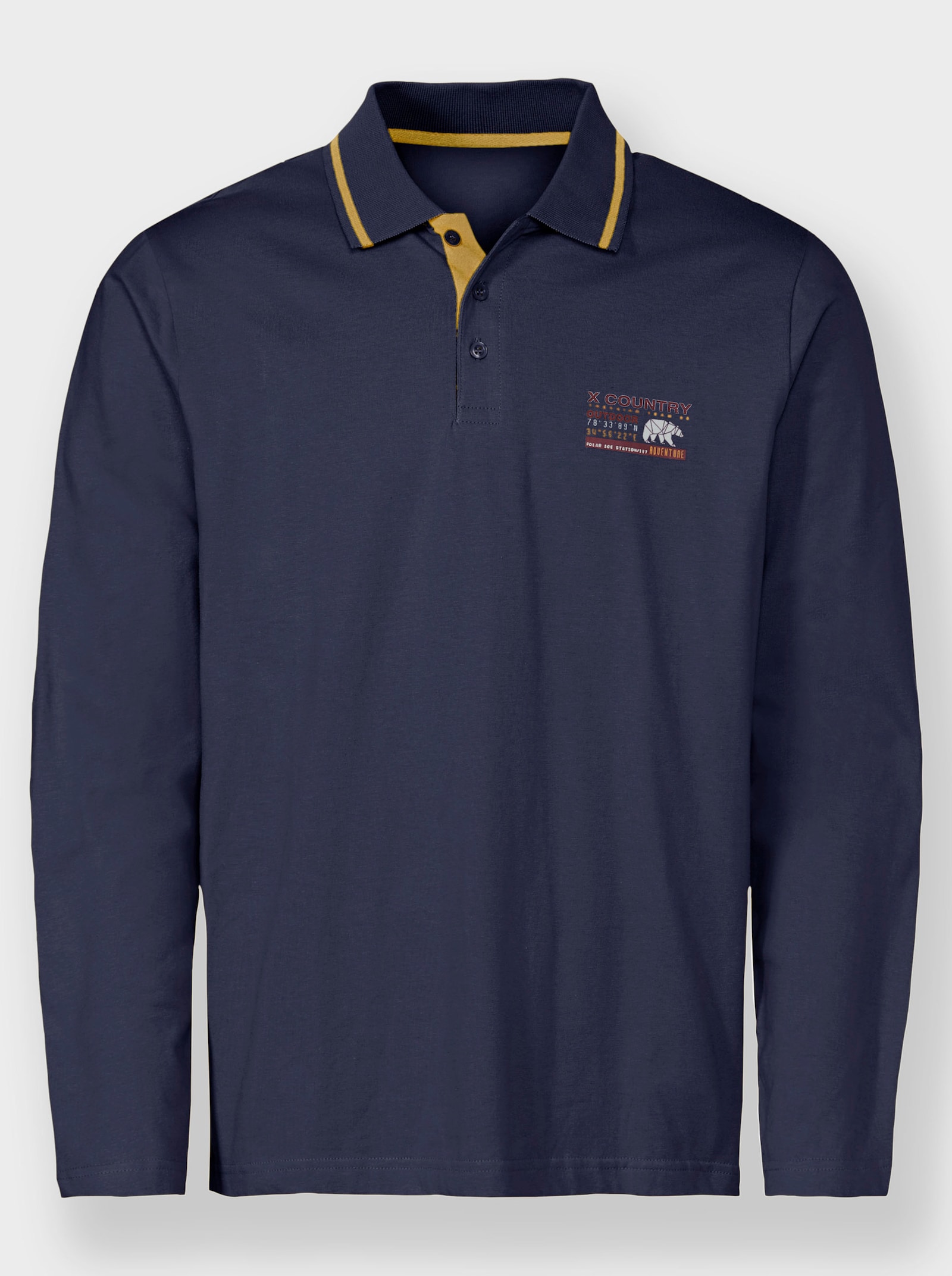 Catamaran Langarm-Poloshirt aus Baumwolle - marine