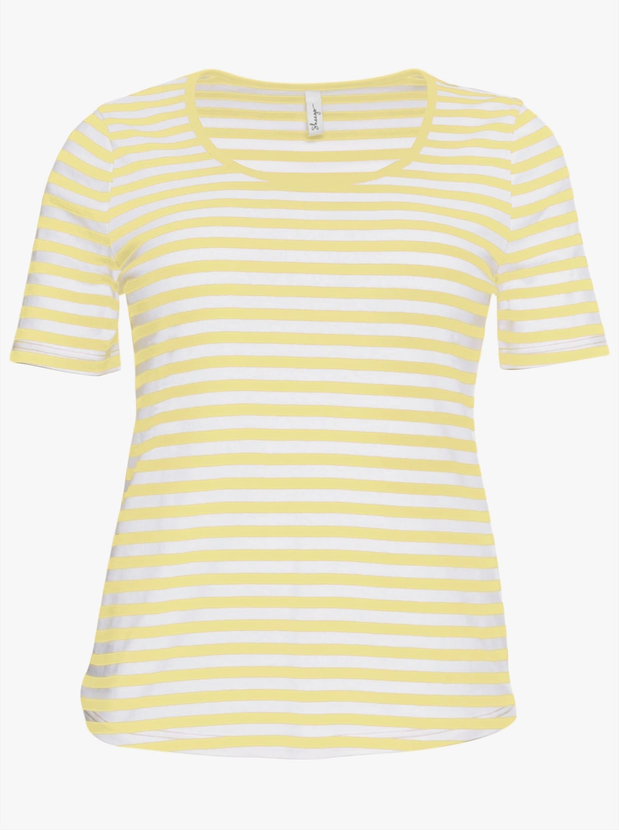 sheego Streifenshirt mit Rundhalsausschnitt - zitrone-weiß
