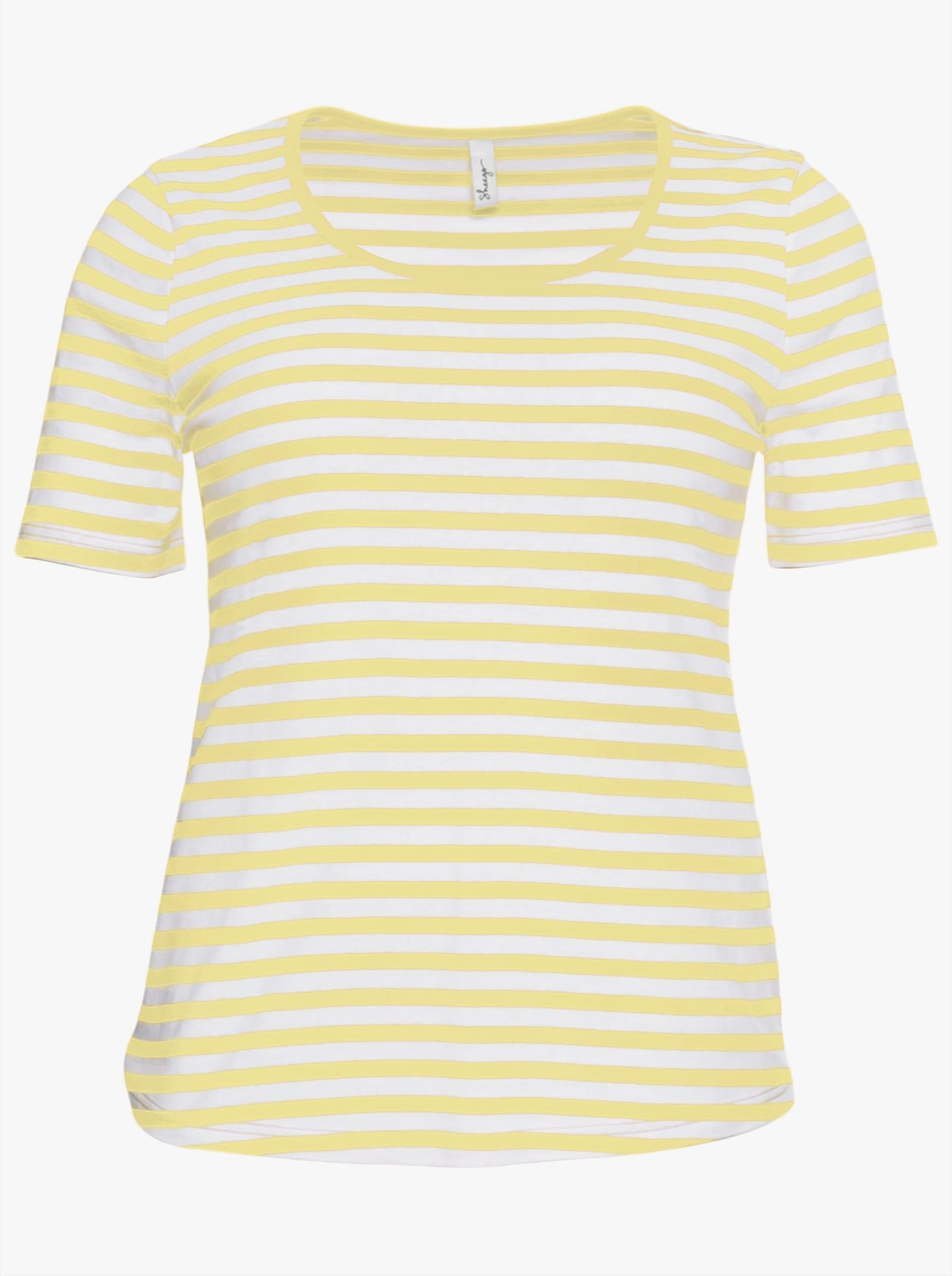 sheego Gestreept shirt met ronde hals - citroen/wit