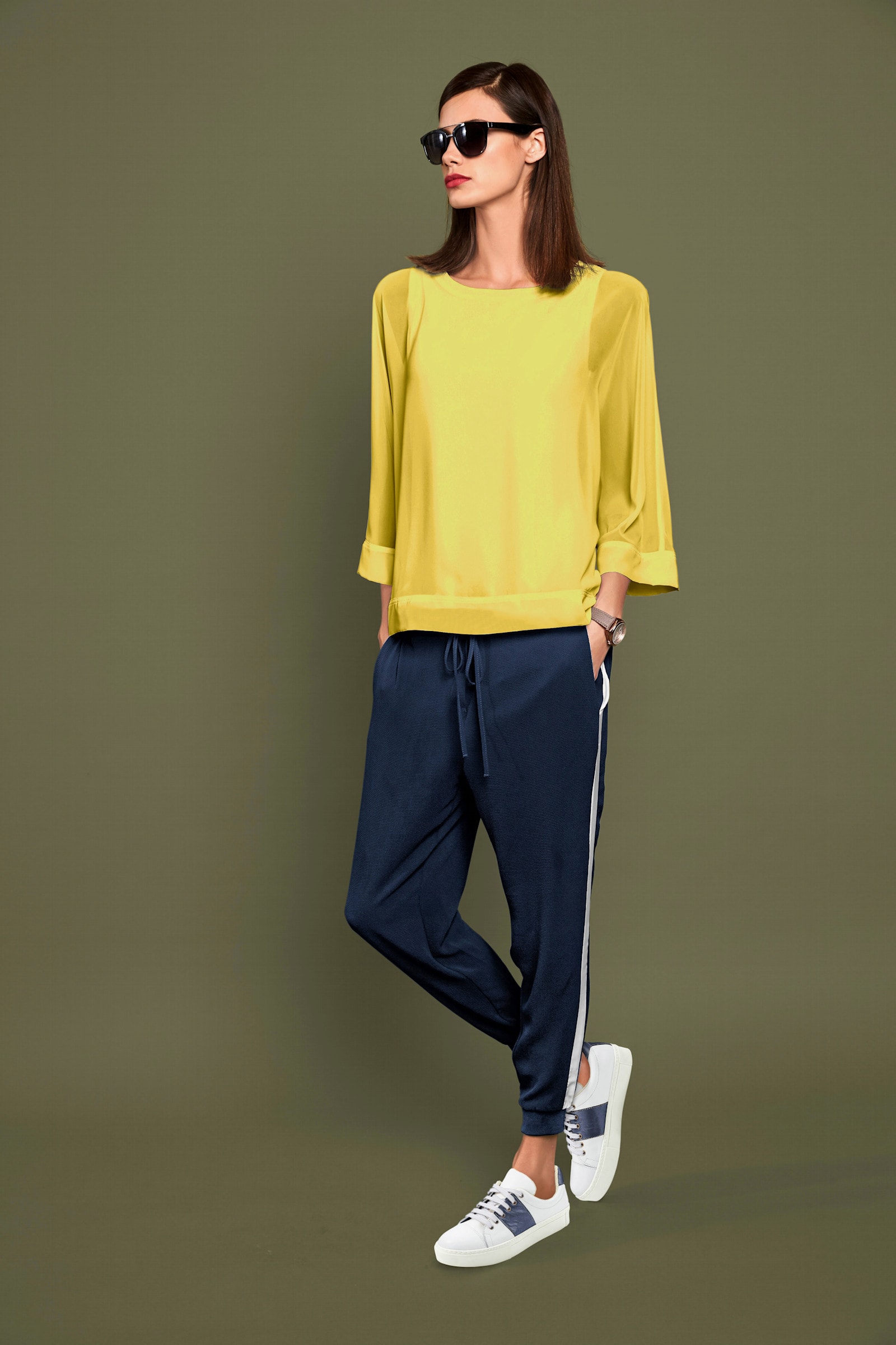 heine Blusenshirt mit Fledermausärmeln - gelb