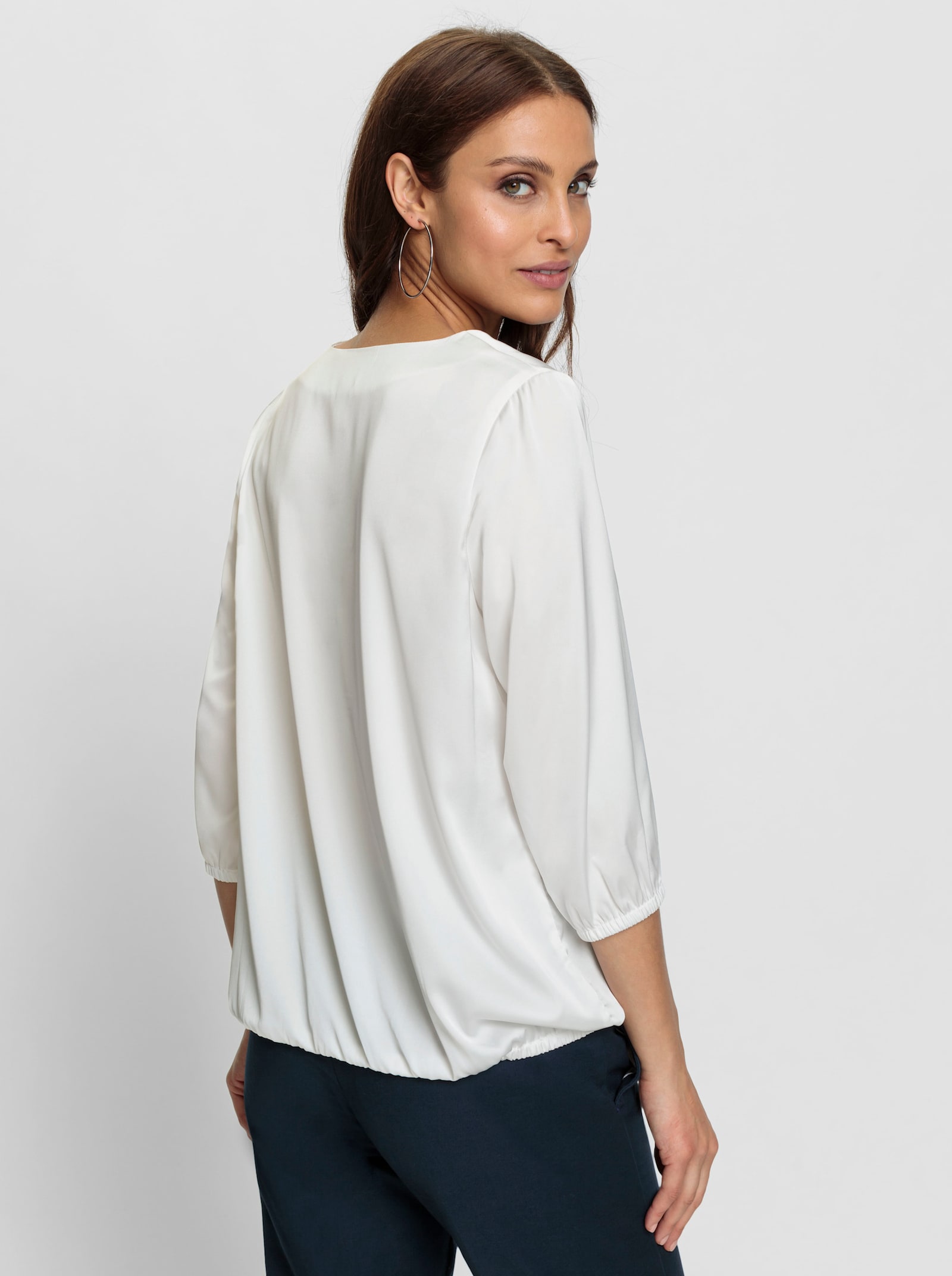 Schlupfbluse in Satin-Qualität - ecru