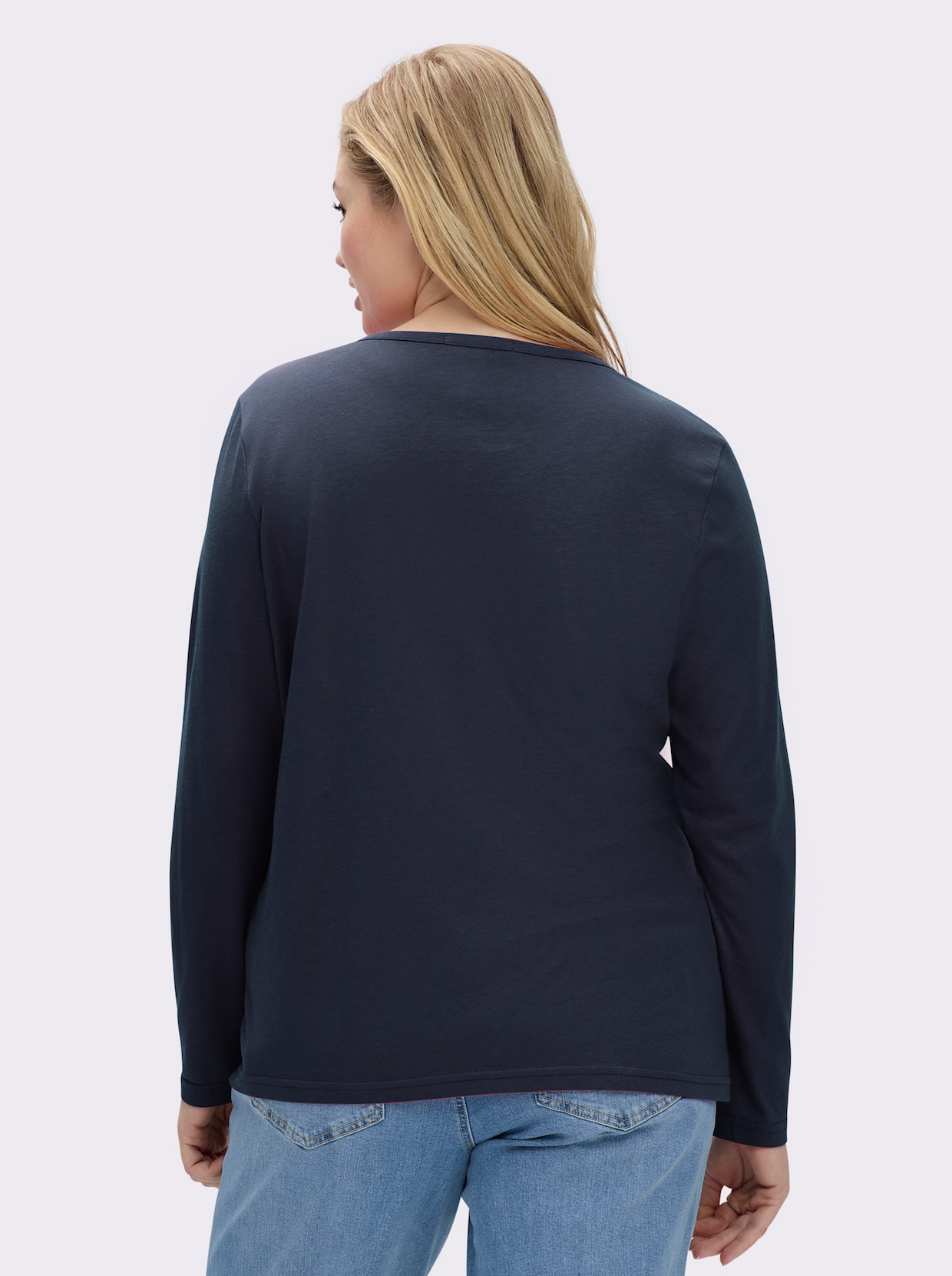 Langarmshirt mit V-Ausschnitt - marine