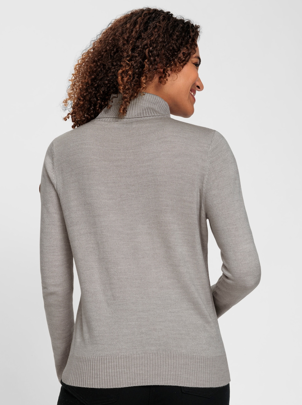 Rollkragenpullover - steingrau-meliert