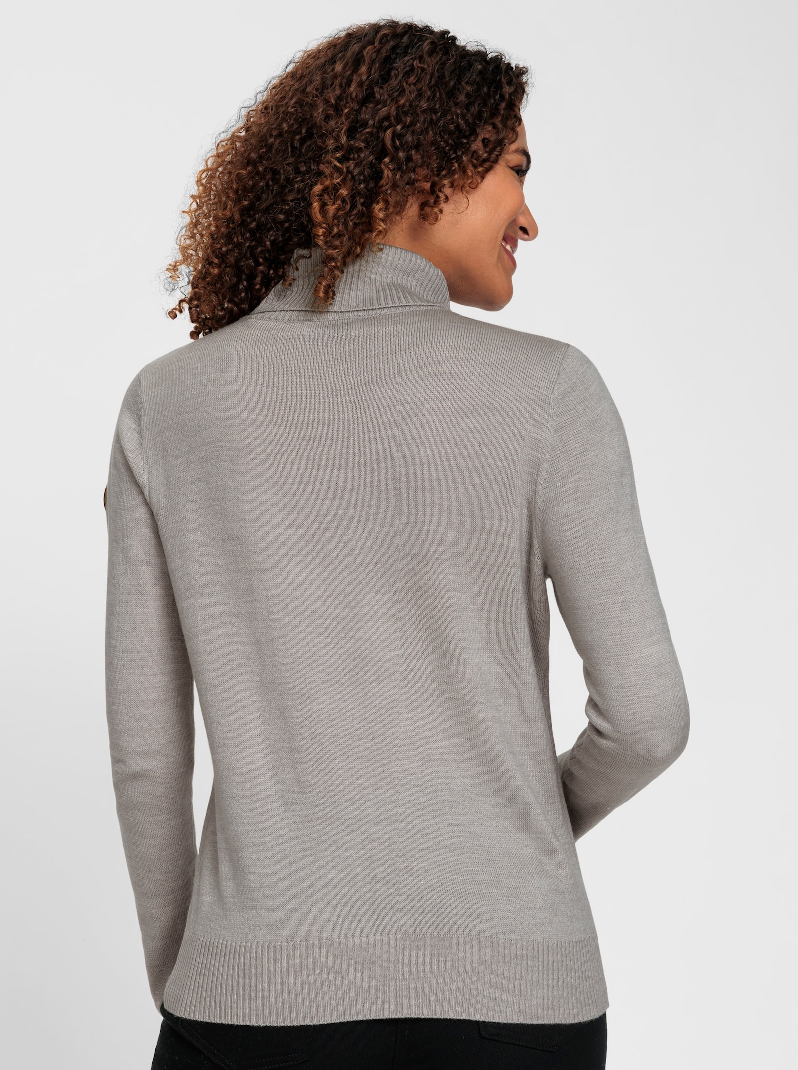 Rollkragenpullover in pflegeleichter Qualität - steingrau-meliert