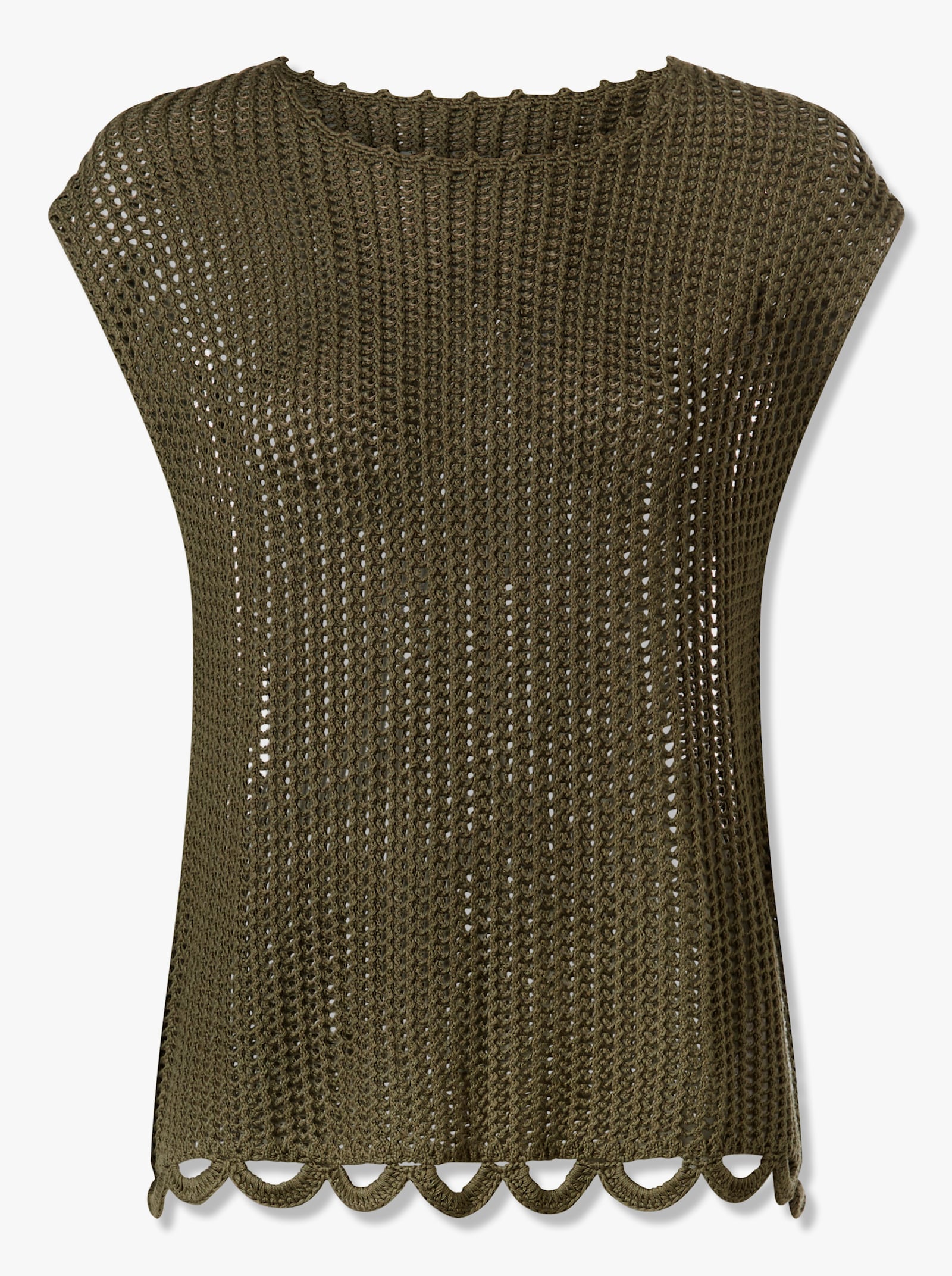 heine Ajourpullover met golvende rand - kaki