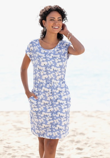 Beachtime Robe en jersey - bleu-crème imprimé