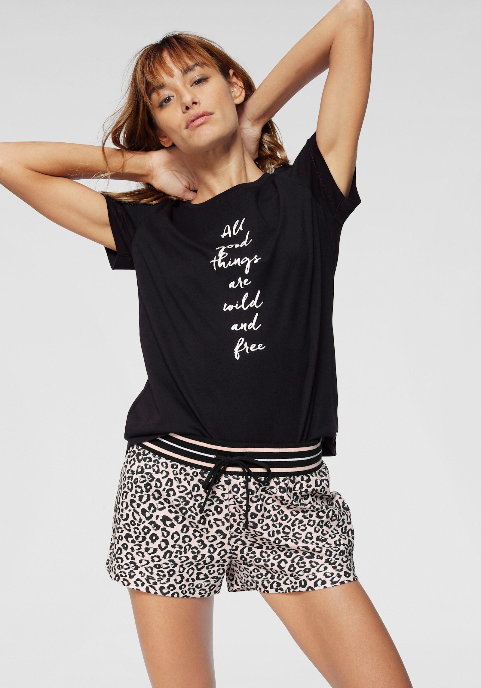 s.Oliver Pyjama court - rose clair-noir