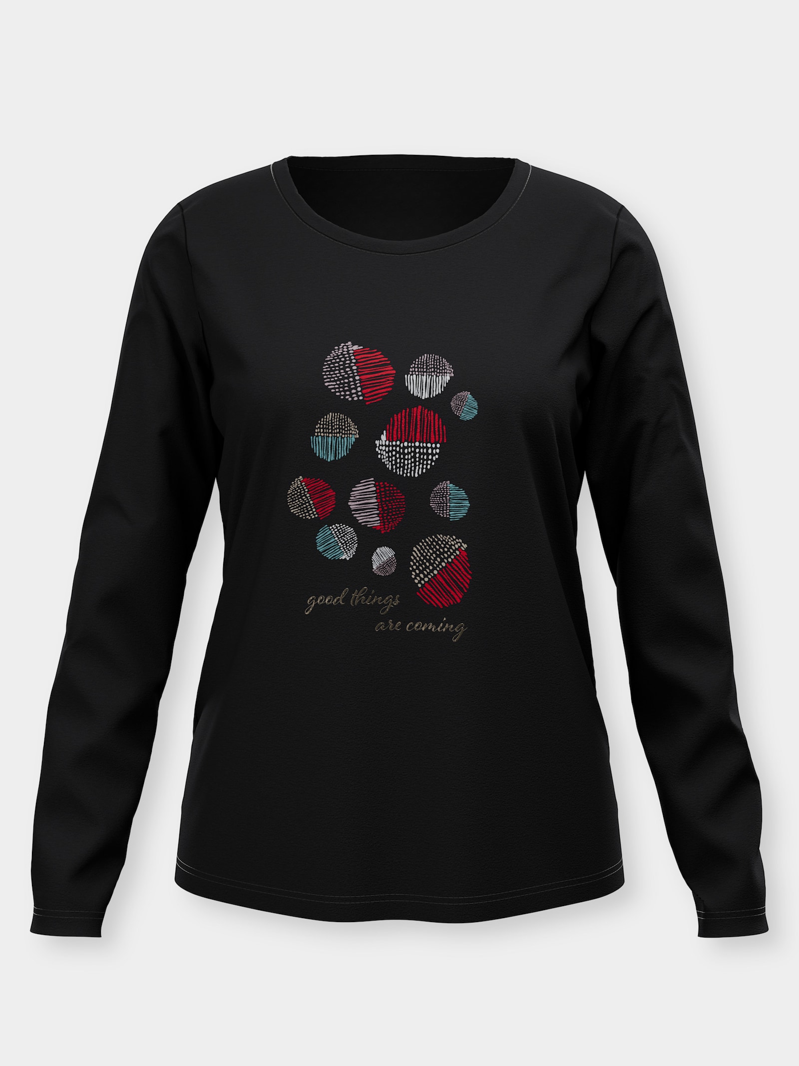 Langarmshirt mit platziertem Druck - schwarz