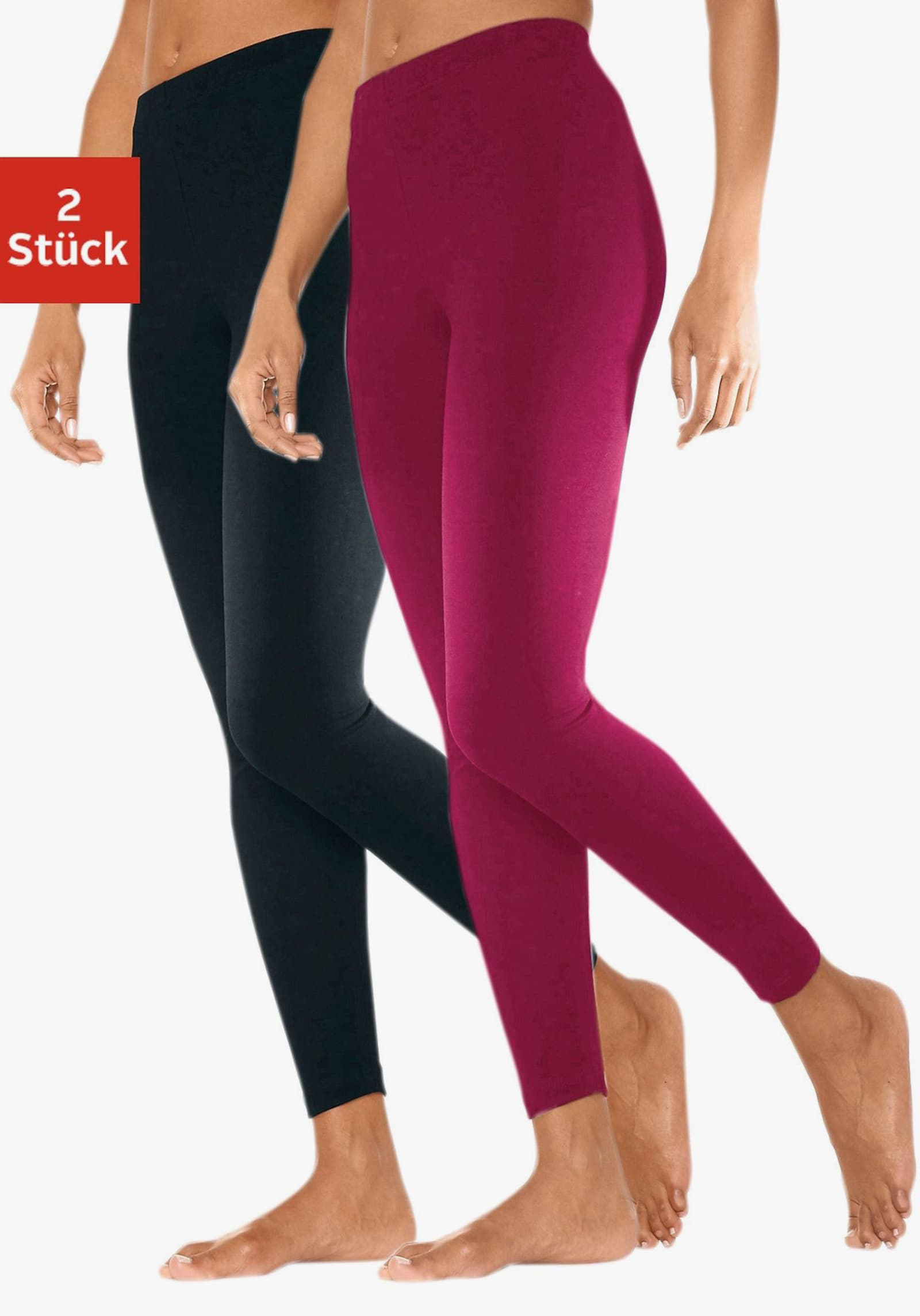 vivance active Leggings - himbeere, schwarz