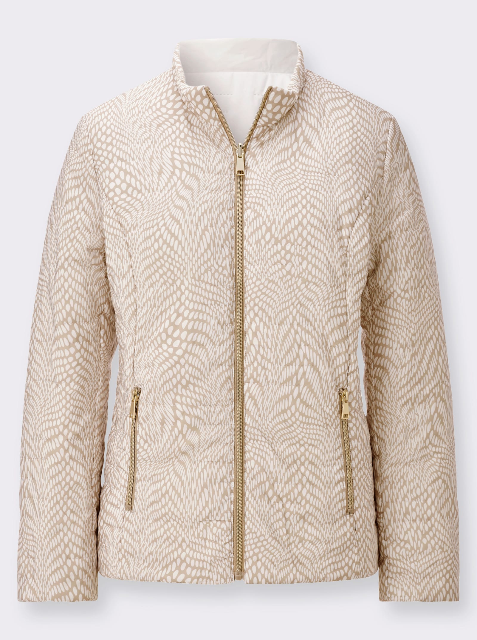 Wendejacke mit 2 Seiten - weiß-beige-bedruckt
