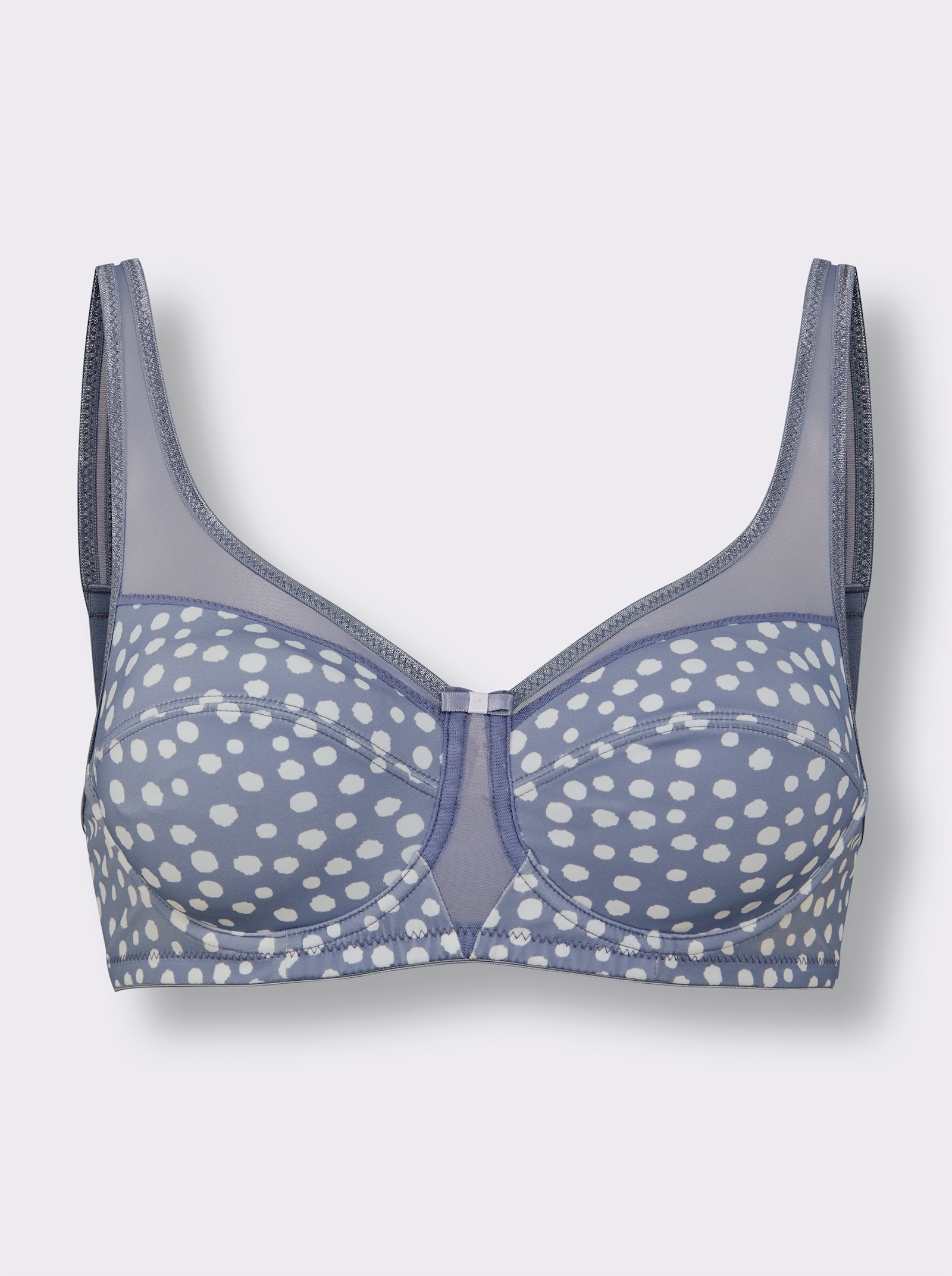 wäschepur Beugelbeha met stippenprint - Duivenblauw gedessineerd
