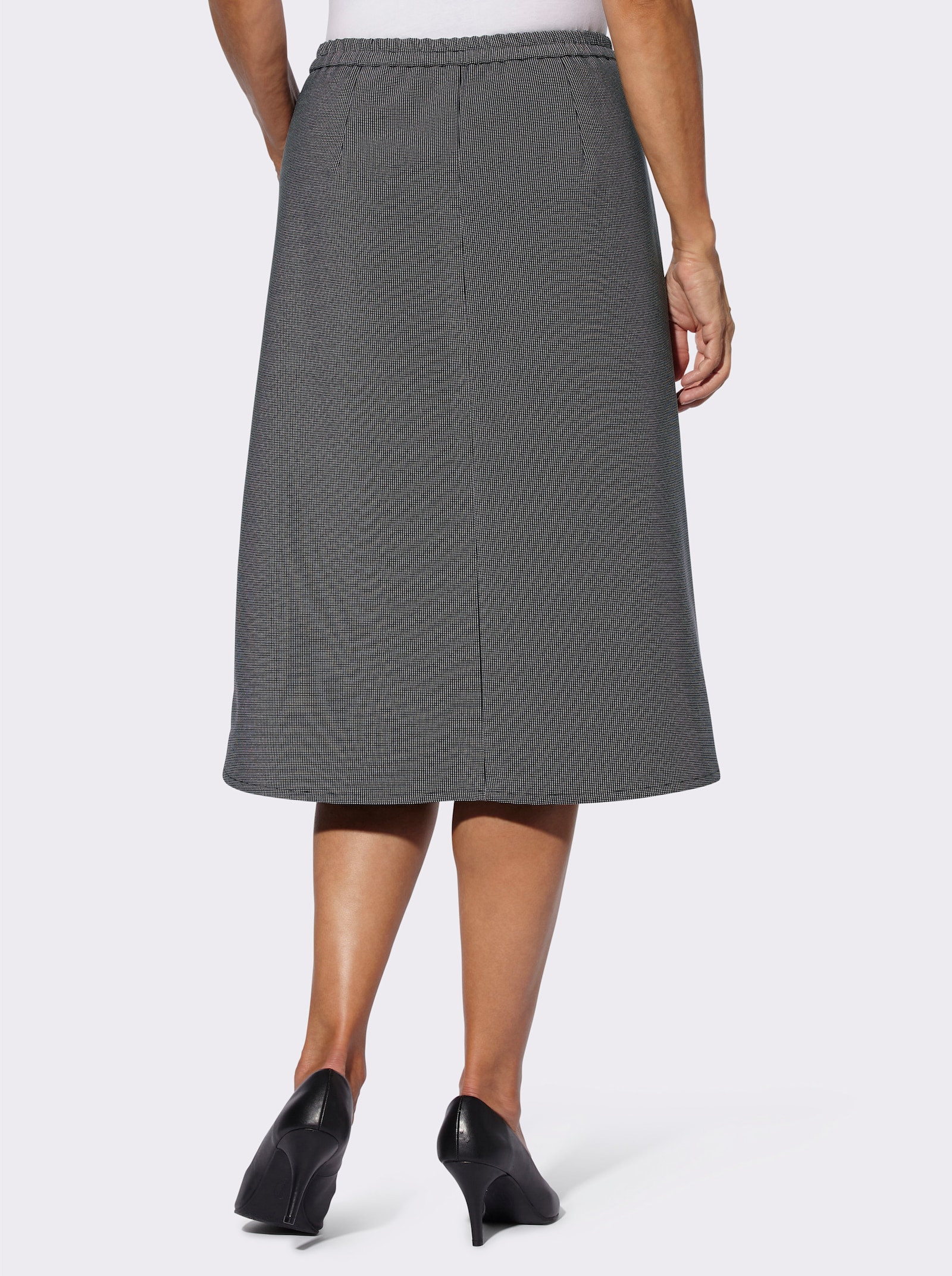 Schlupfrock mit Dehnbund - schwarz-hellgrau-gemustert