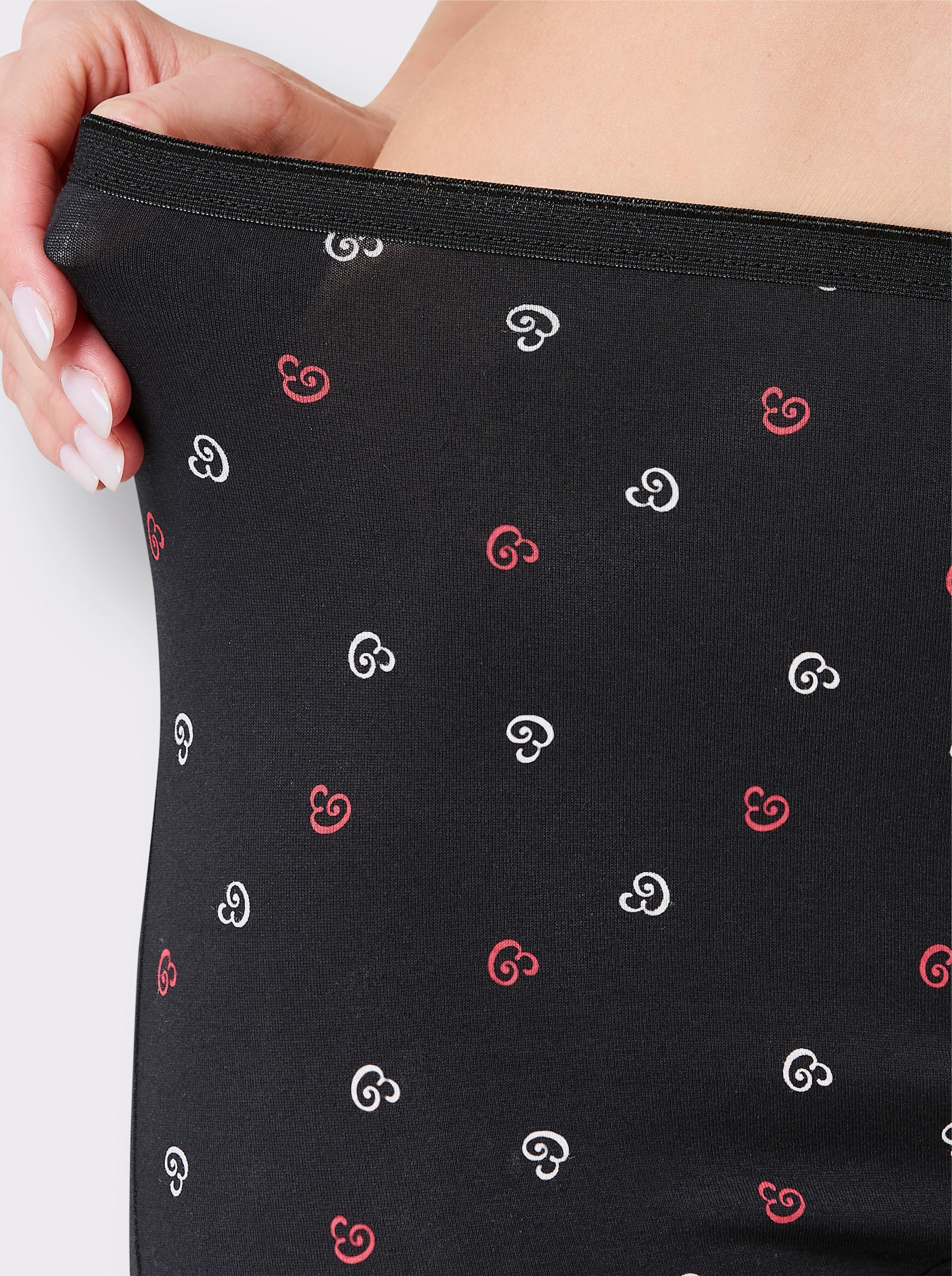 Panty - schwarz + rot + schwarz-bedruckt