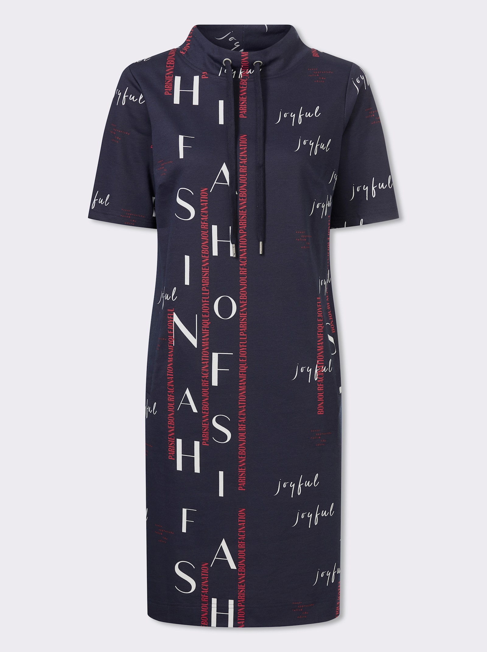 heine Sweatkleid mit Schriftzug-Print - ecru-marine-bedruckt