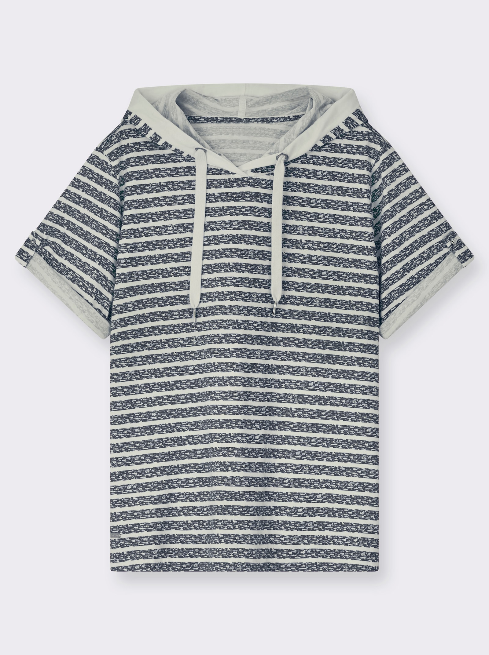 Kapuzenshirt aus reiner Baumwolle - marine-ecru-geringelt