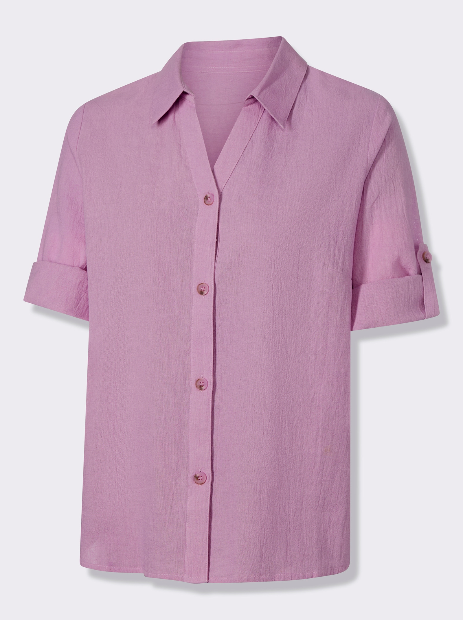 Baumwollbluse mit hohem Leinen-Anteil - orchidee