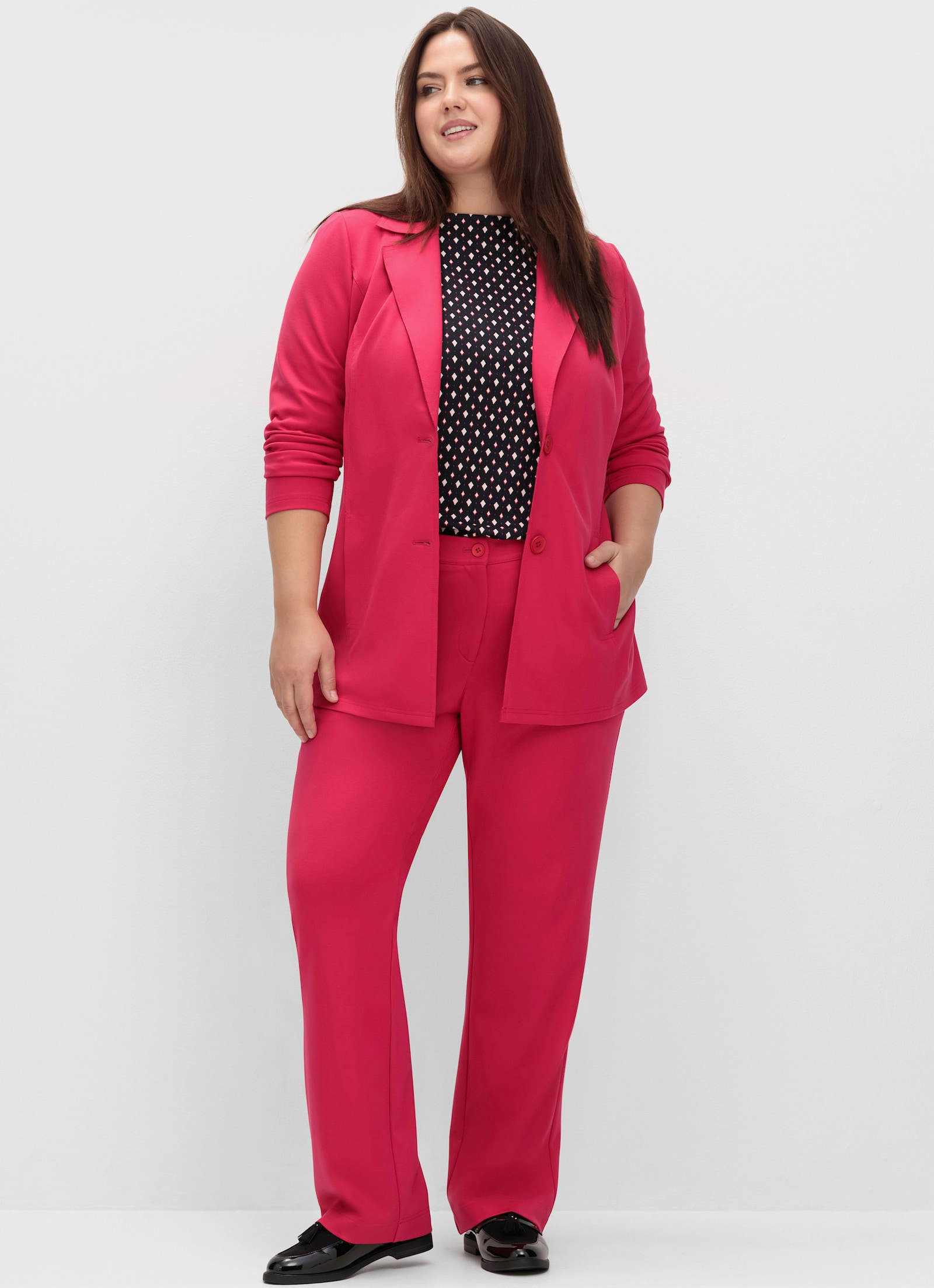 sheego Broek met comfortband, in recht model - sorbet pink