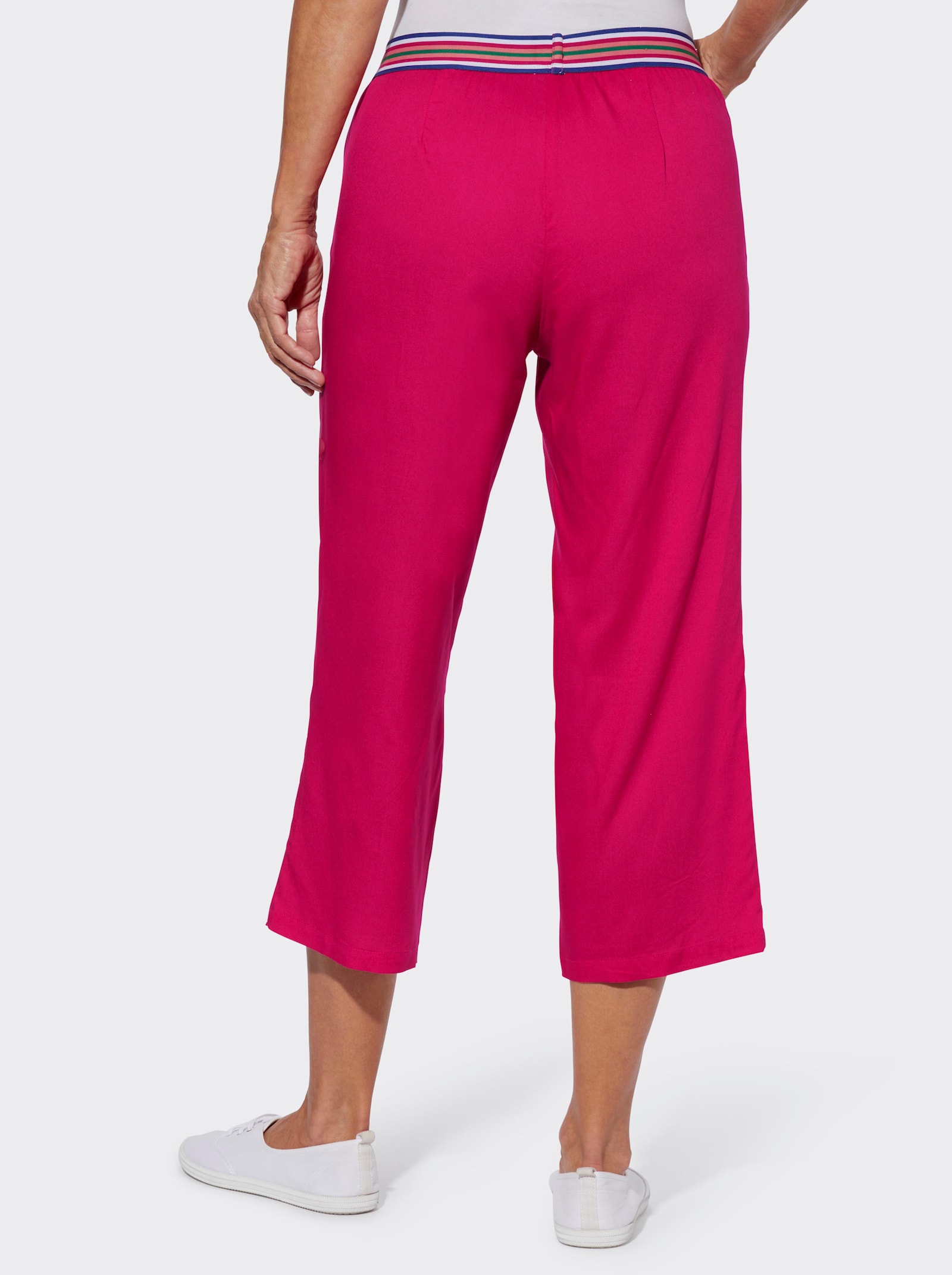 Comfortbroek met gestreepte comfortband - pink