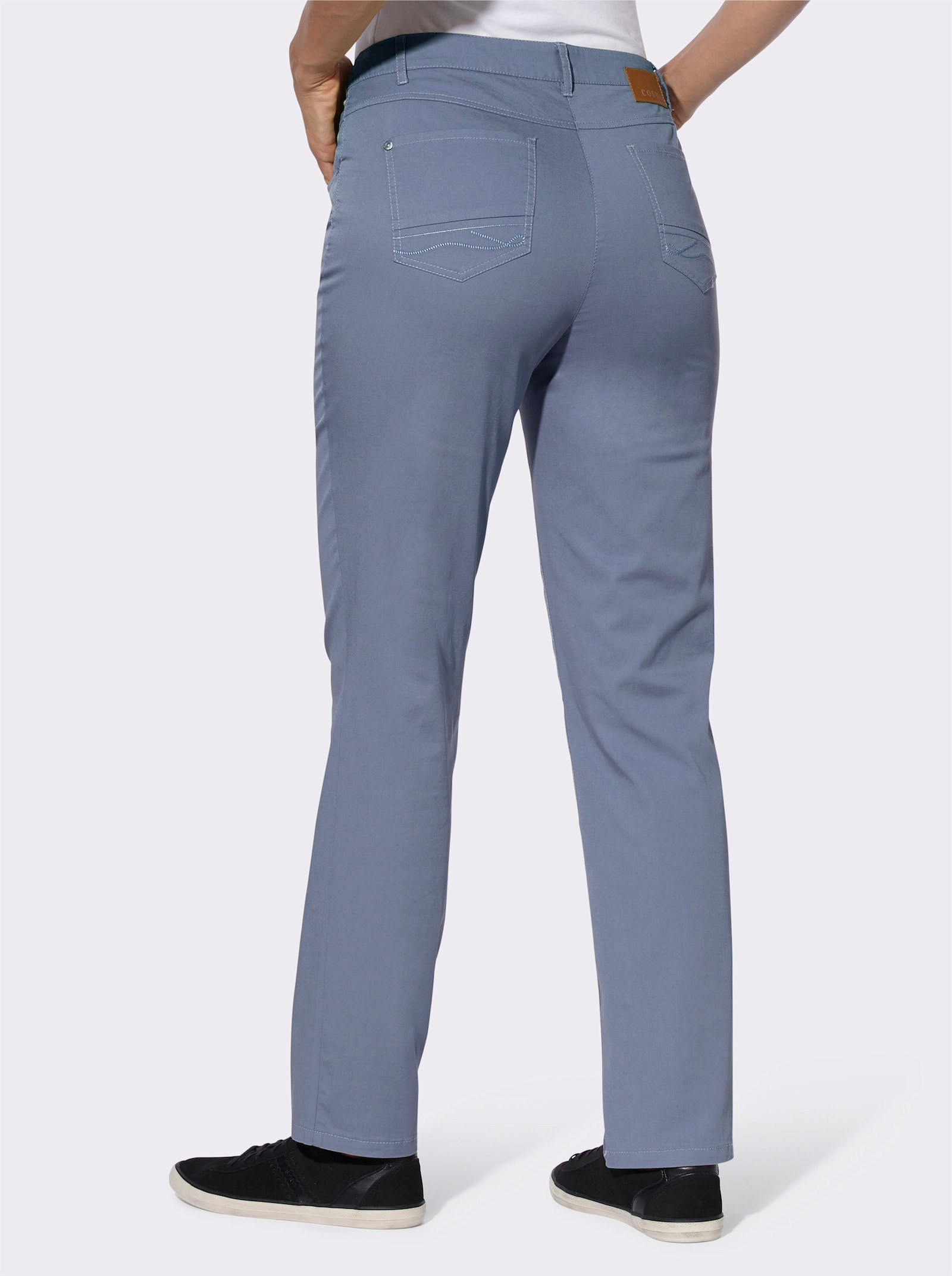 Cosma Hose mit verzierten Gürtelschlaufen - taubenblau