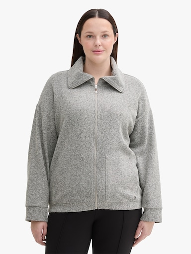 Sweatjacke - grey heringbone boucle