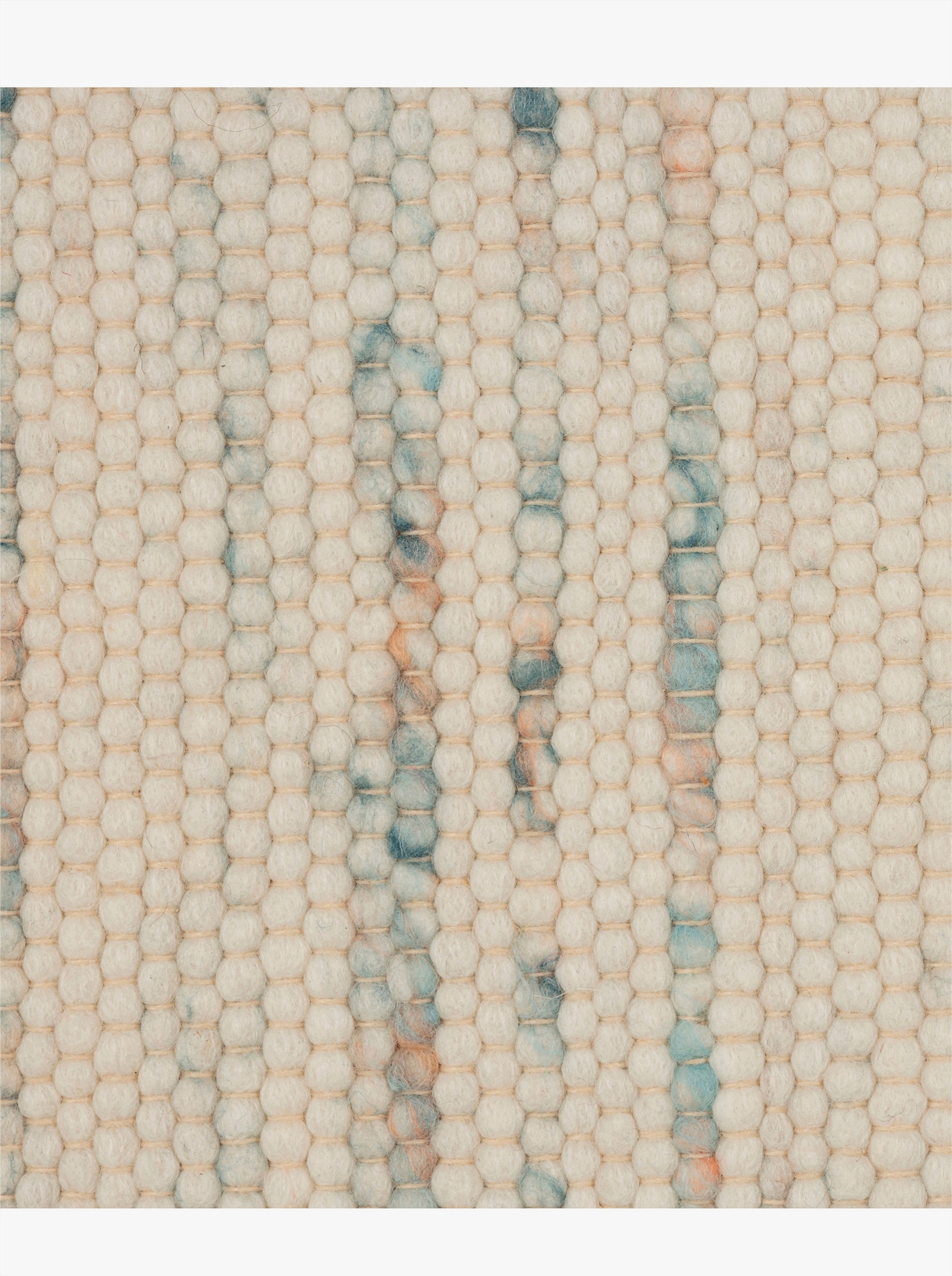 Theko Handwebteppich - ecru-blau