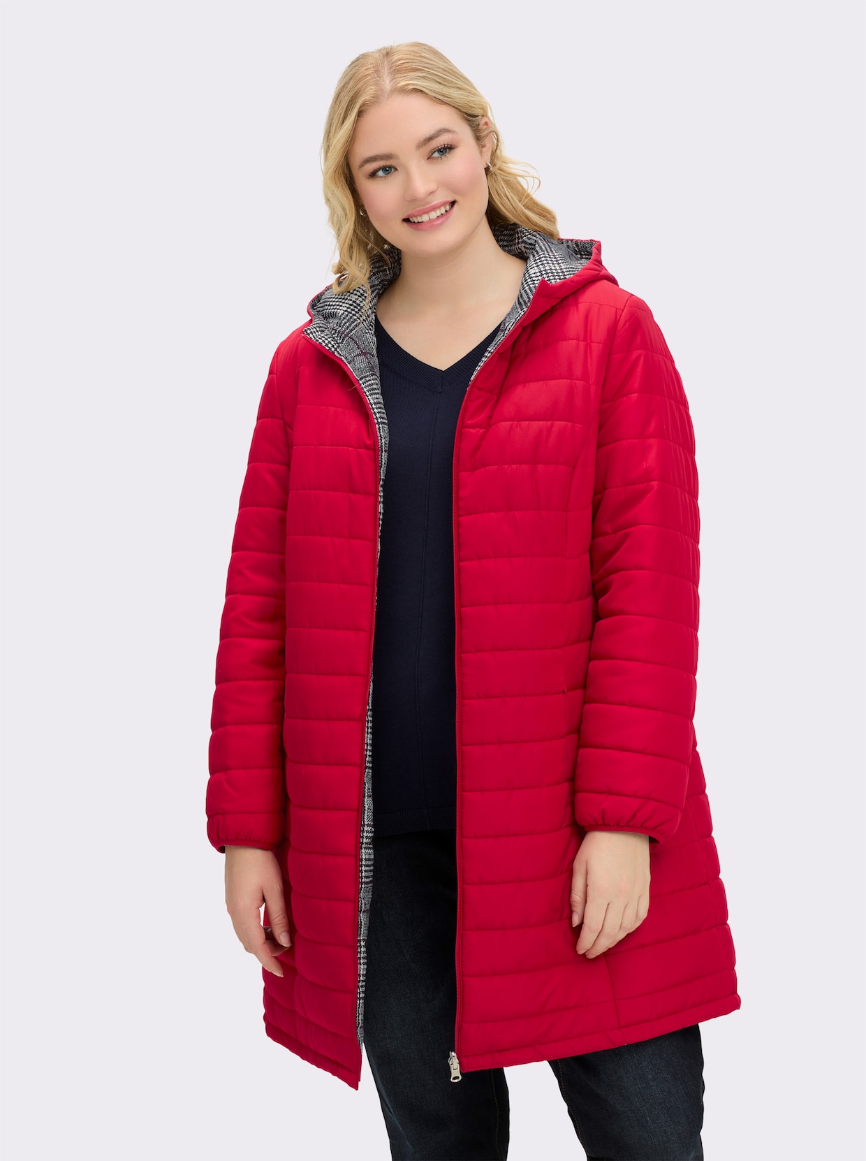 Steppmantel mit Wende-Funktion - rot