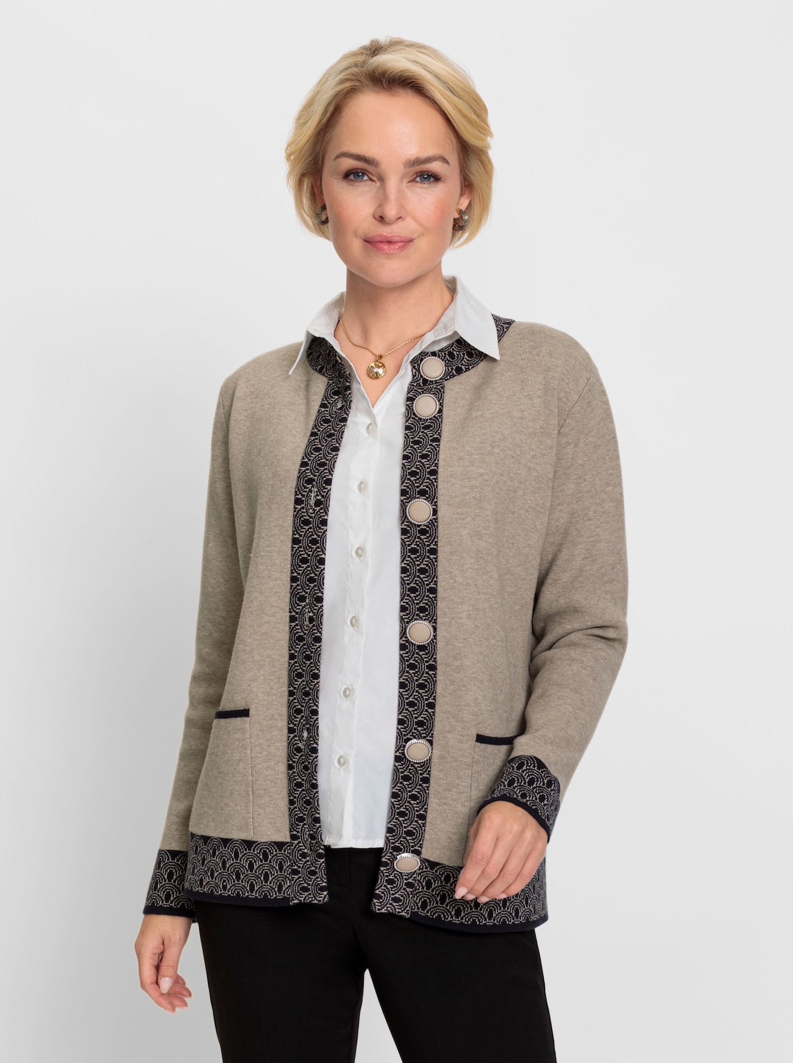 Strickjacke mit Modal-Anteil - sesam-meliert